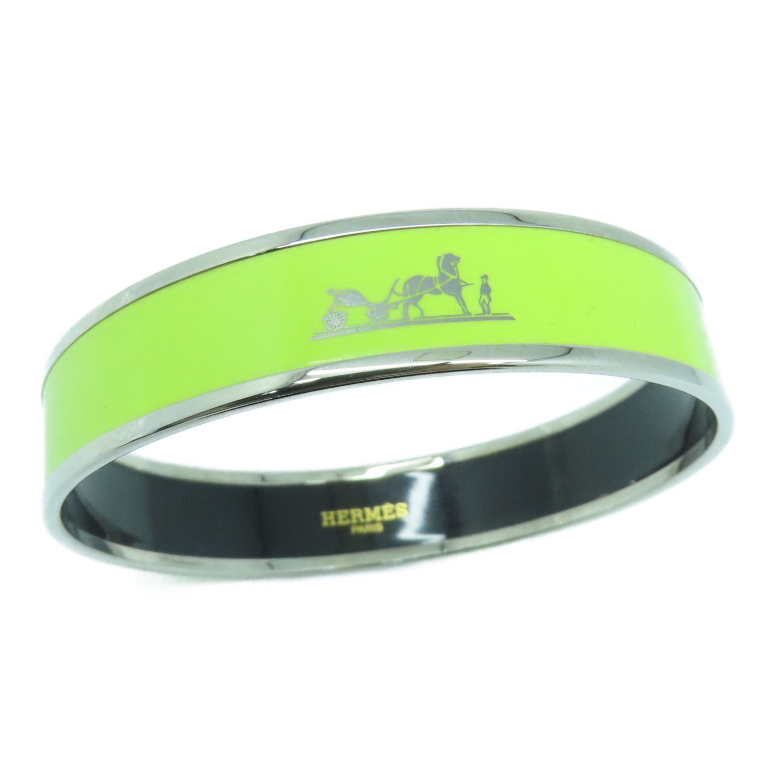 HERMES 金屬Bangle銀扣手鐲黃綠色