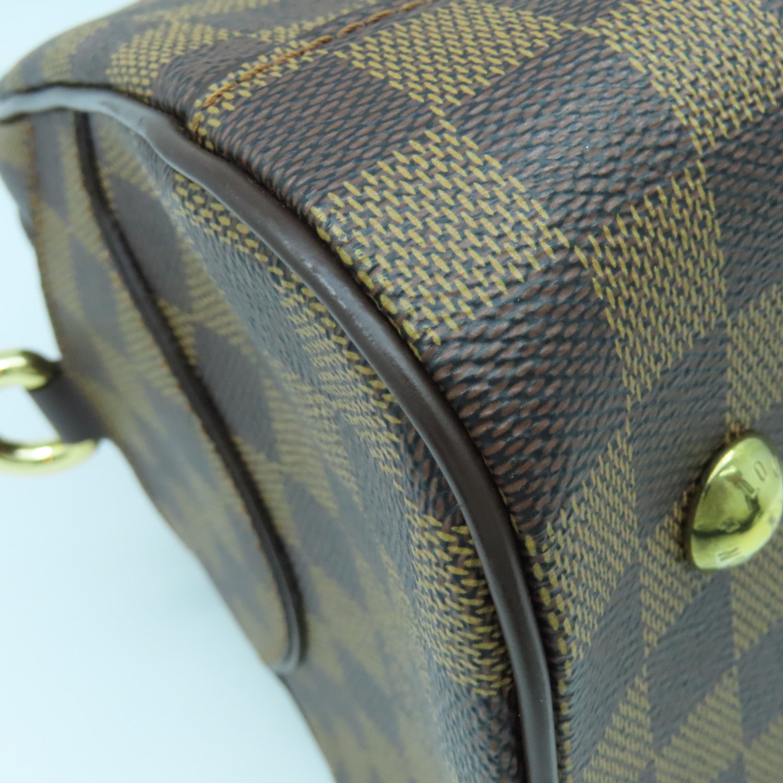 LOUIS VUITTON Damier Duomo金扣手挽袋啡色