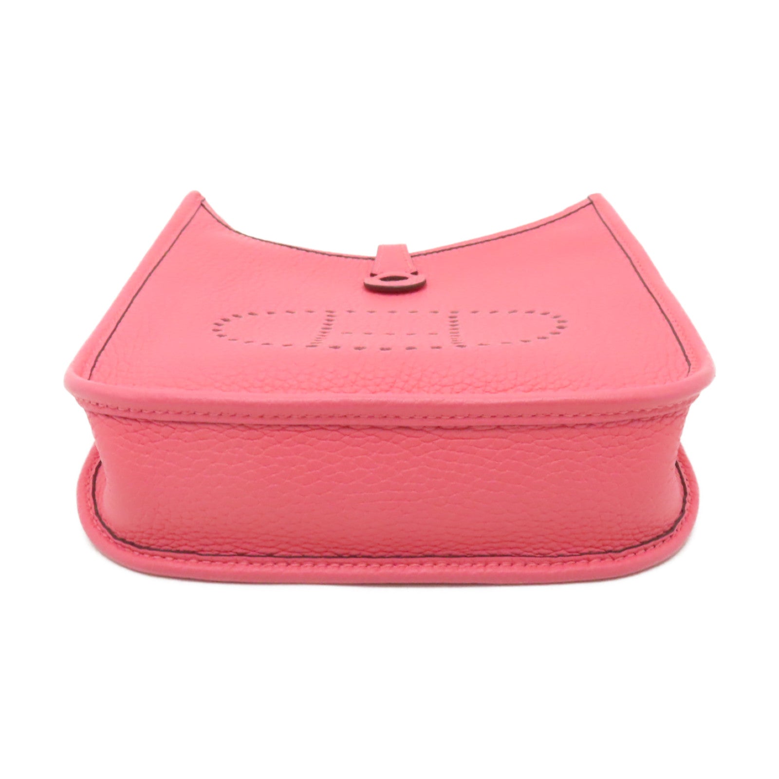 HERMES Clemence皮革Evelyne TPM銀扣肩背袋Rose Azalee杜鵑粉色