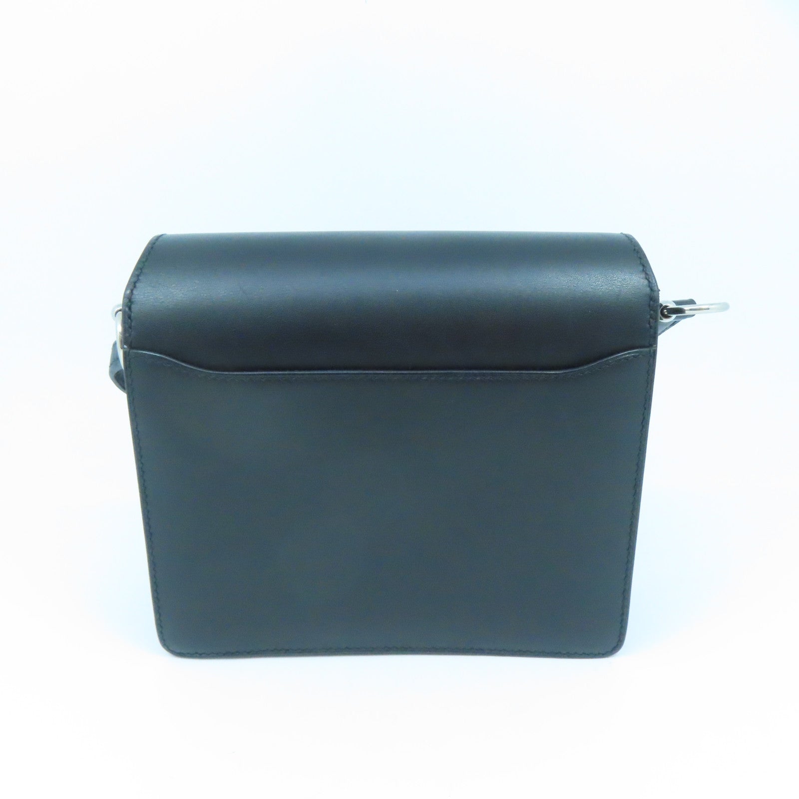 HERMES Swift皮革Mini Roulis銀扣肩背袋黑色