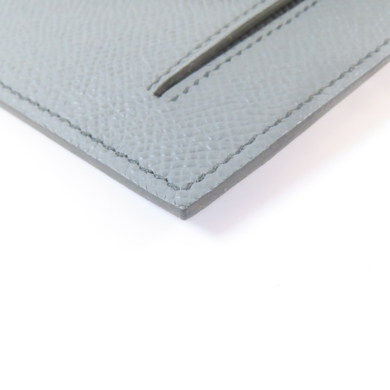 HERMES Veau Epsom皮革Kelly Pocket Compact金扣錢包灰色
