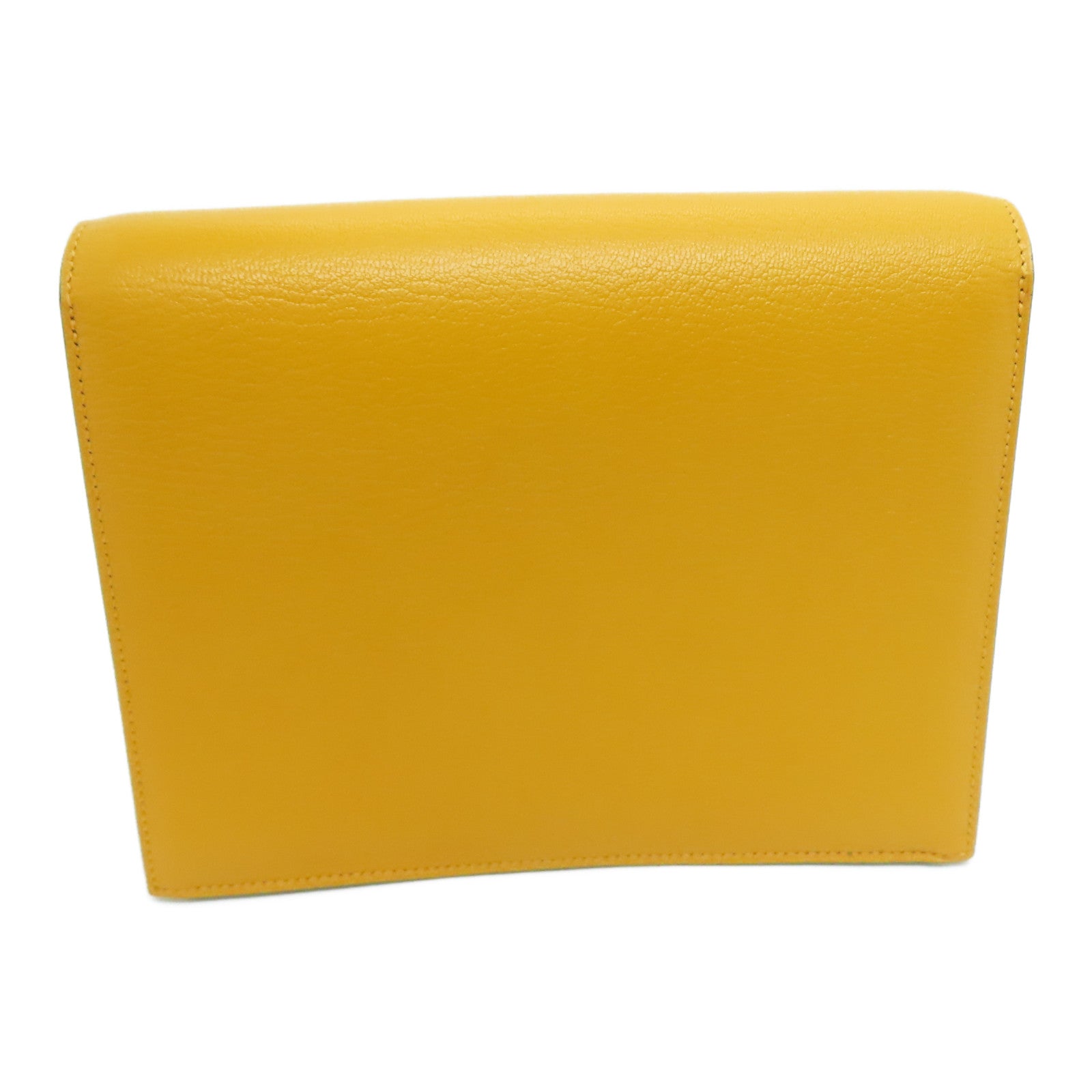 HERMES [Sharp Discount] Mysore Leather Verrou Clutch Silver Buckle Clutch Yellow/Moutarde