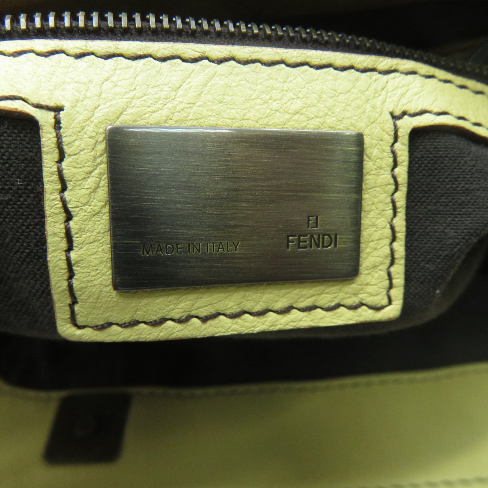FENDI 牛皮皮革Borsa Doctor銀扣手挽袋淺黃色