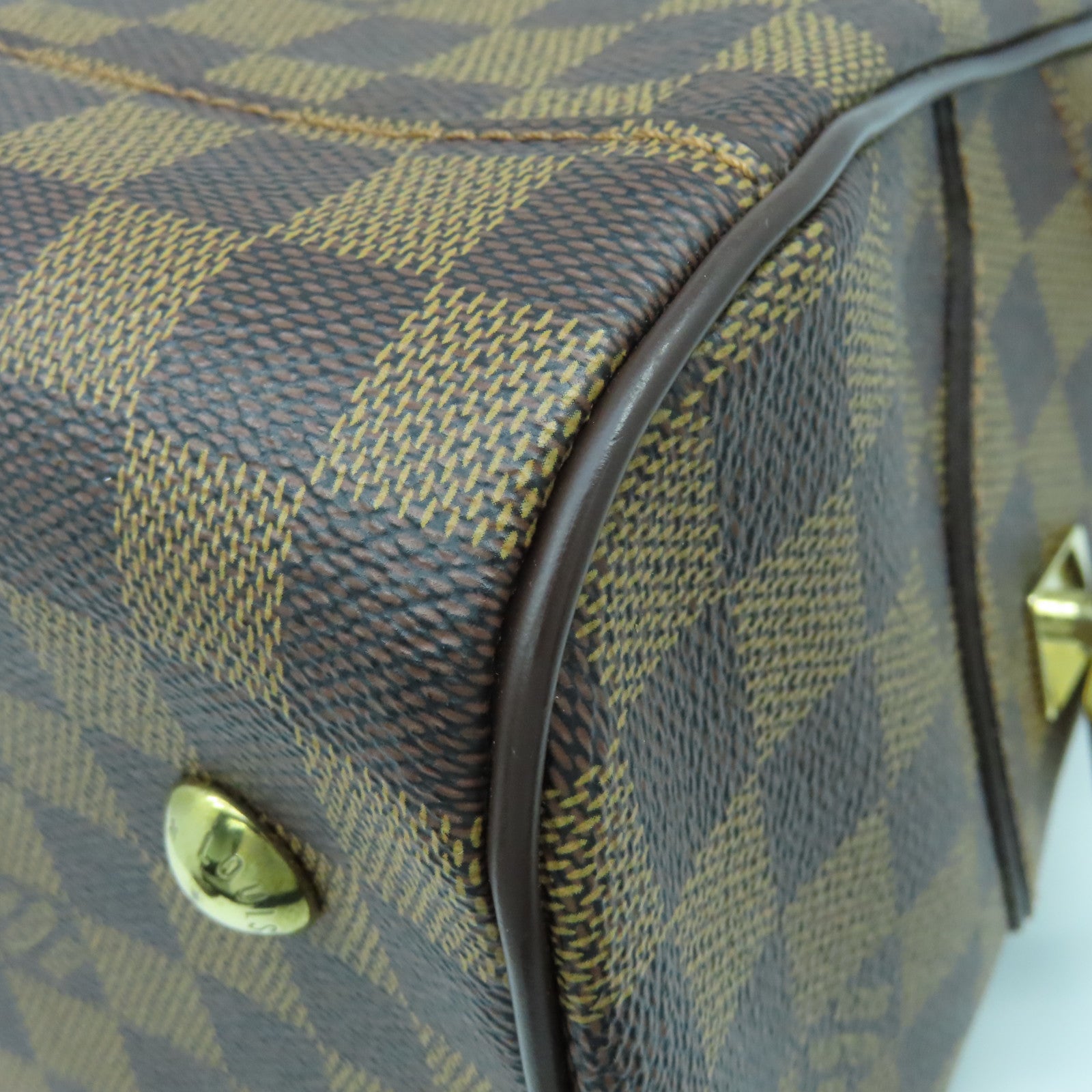 LOUIS VUITTON Damier Duomo金扣手挽袋啡色