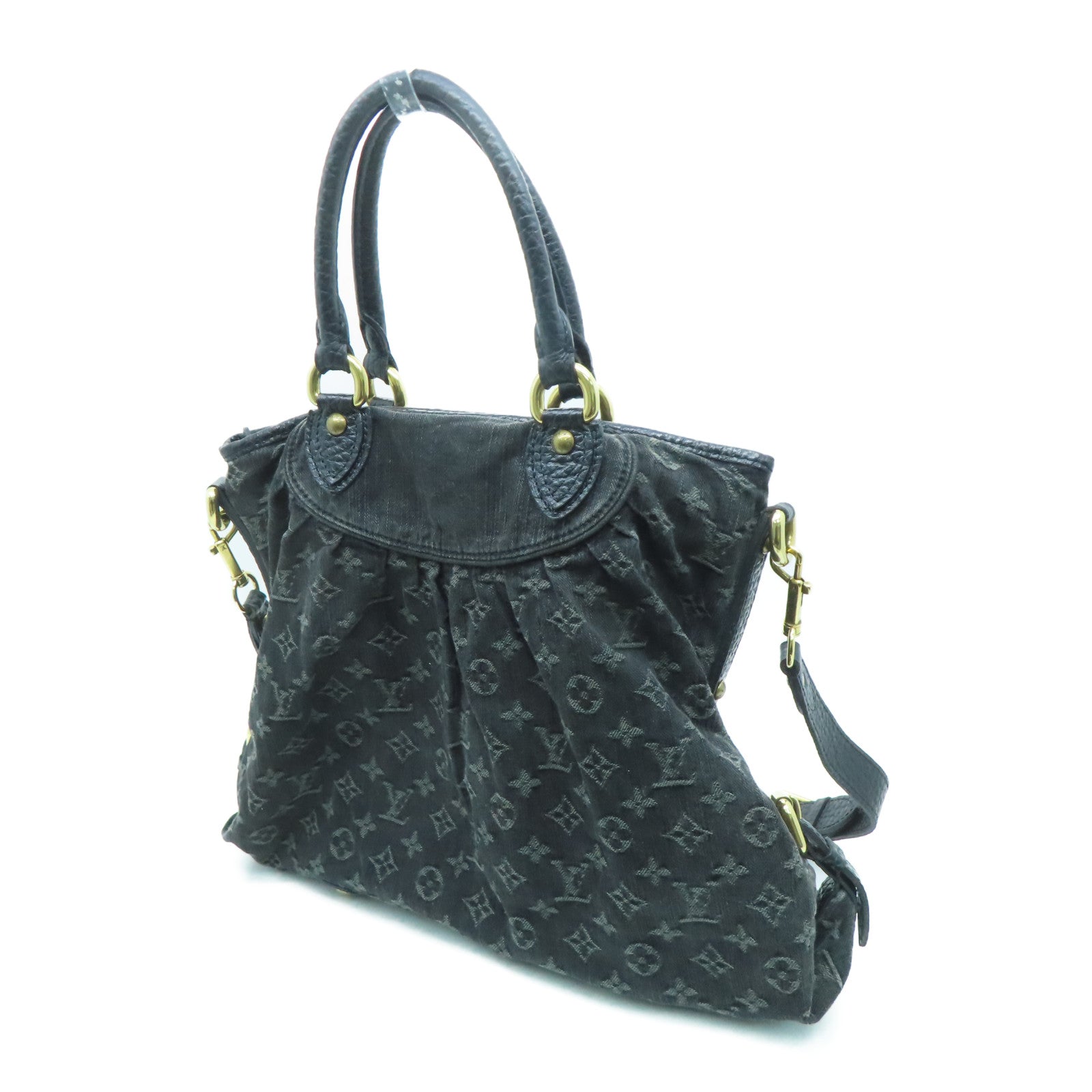LOUIS VUITTON 【激減優惠】Monogram Denim Neo Cabby MM金扣手挽肩背兩用袋黑色