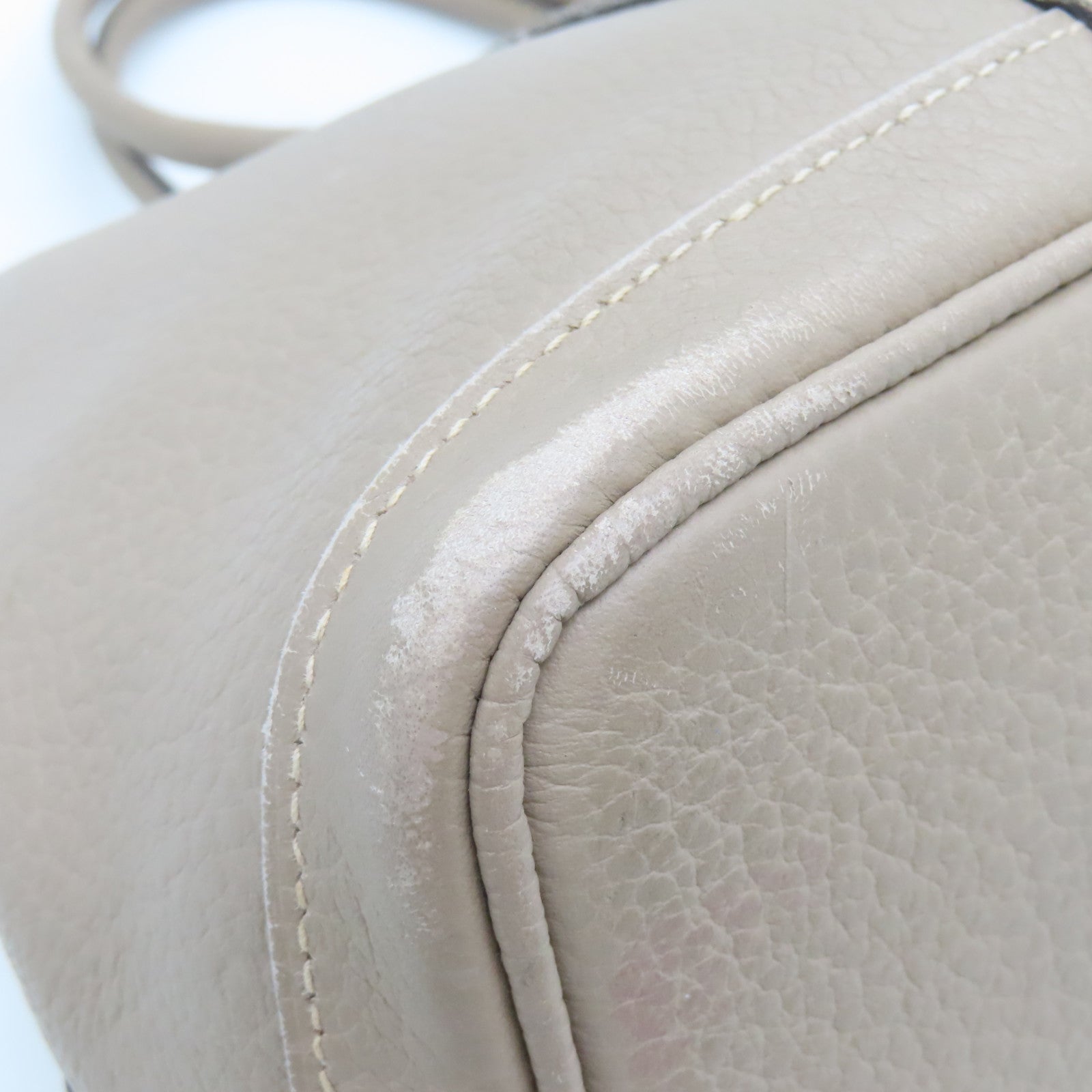 HERMES Clemence皮革Garden Party TPM銀扣手挽袋米色