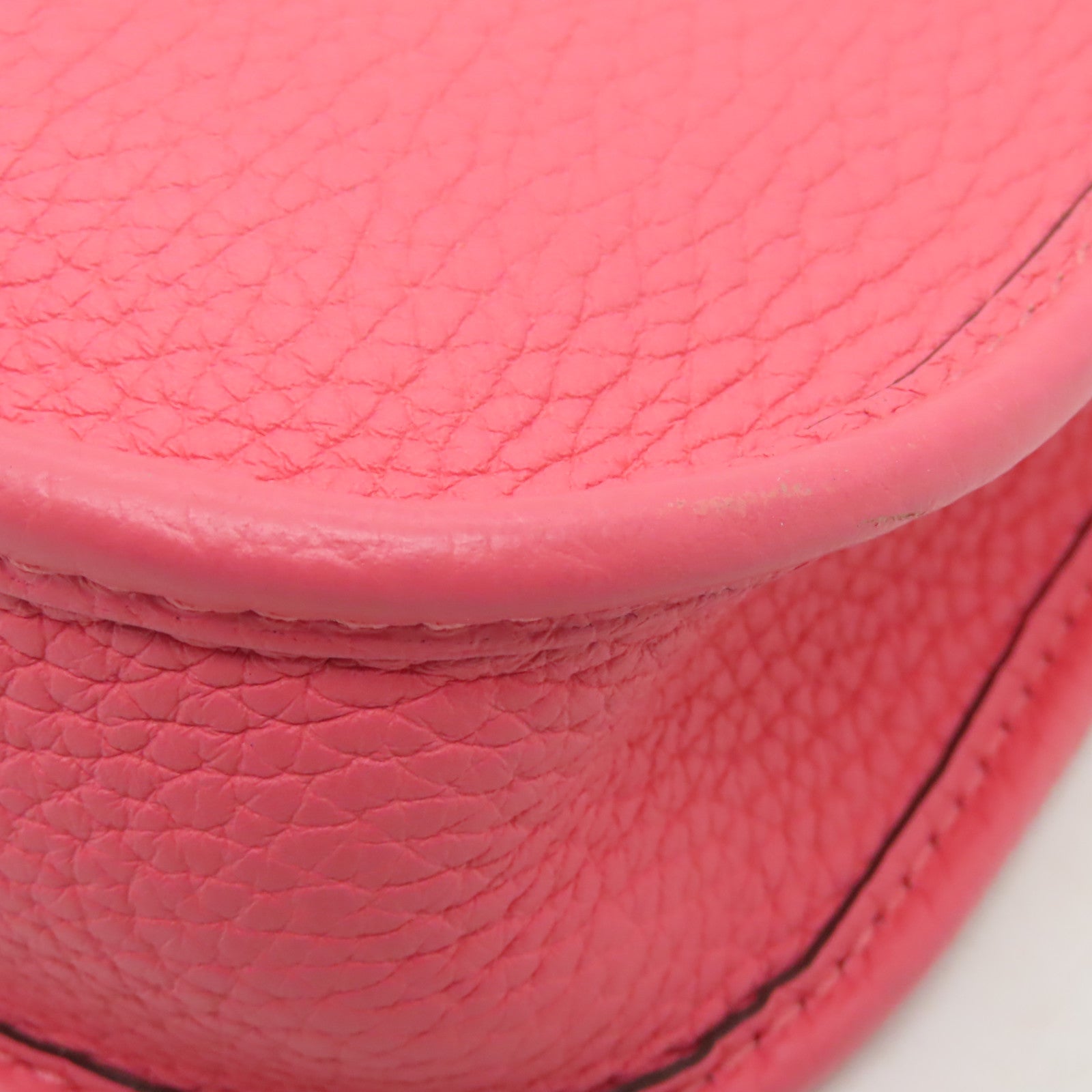 HERMES Clemence皮革Evelyne TPM銀扣肩背袋Rose Azalee杜鵑粉色