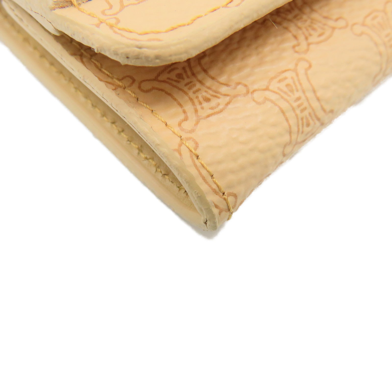 CELINE Coated Canvas Triomphe Coin Case Coin Purse Beige