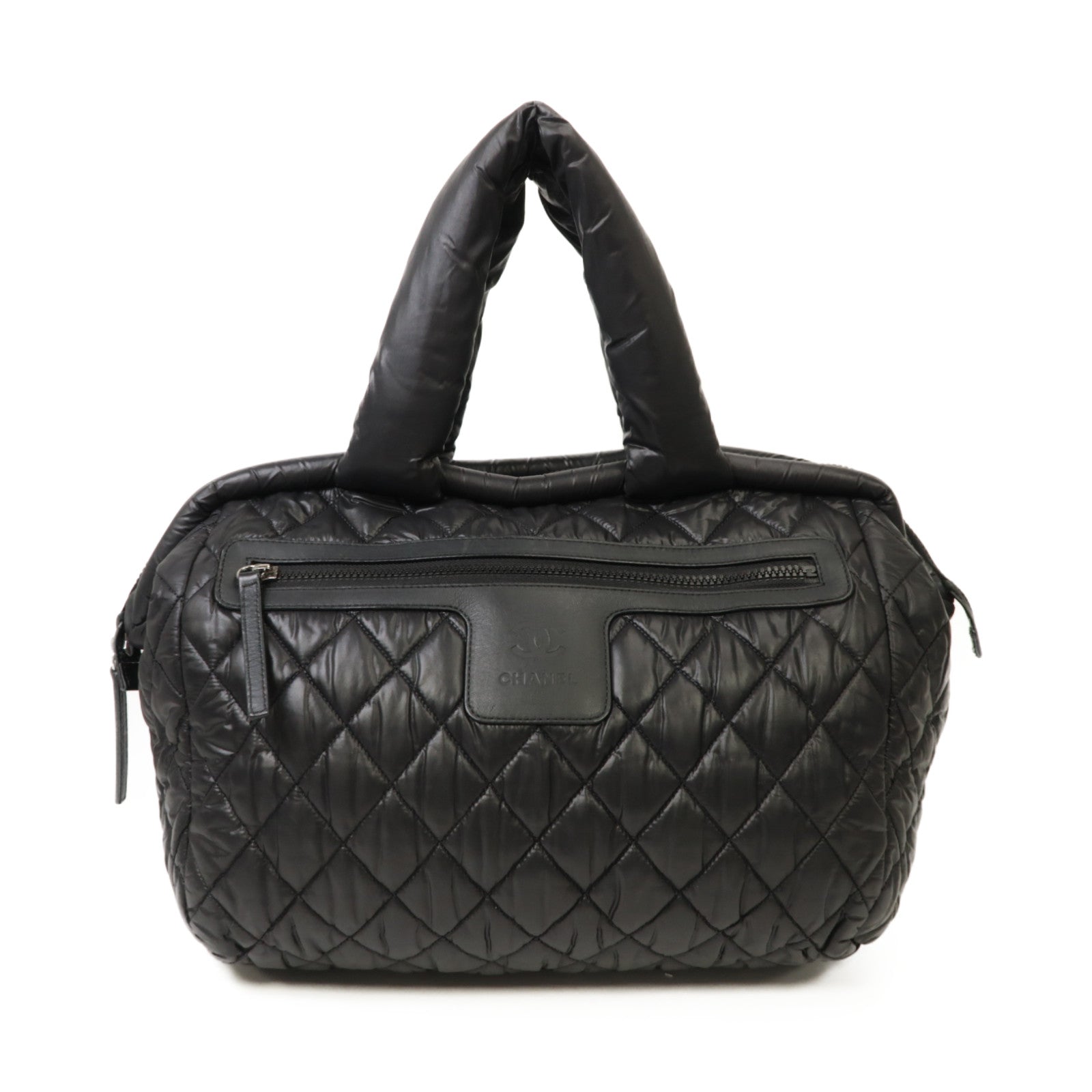 CHANEL 尼龍Coco Cocoon銀扣肩背袋黒色