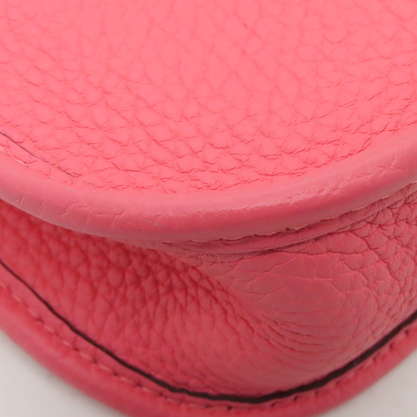 HERMES Clemence皮革Evelyne TPM銀扣肩背袋Rose Azalee杜鵑粉色