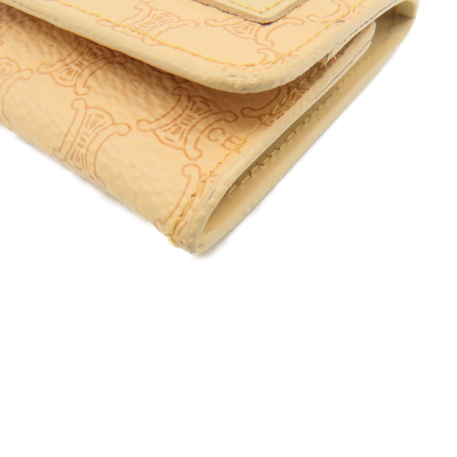CELINE Coated Canvas Triomphe Coin Case Coin Purse Beige
