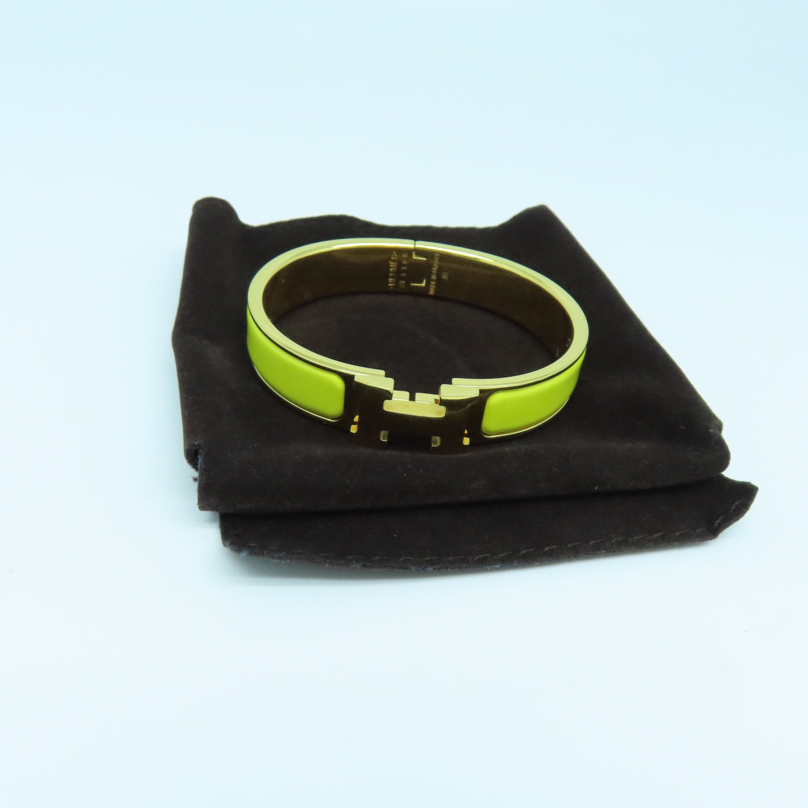 HERMES 金屬H Bangle金扣手鐲黃色