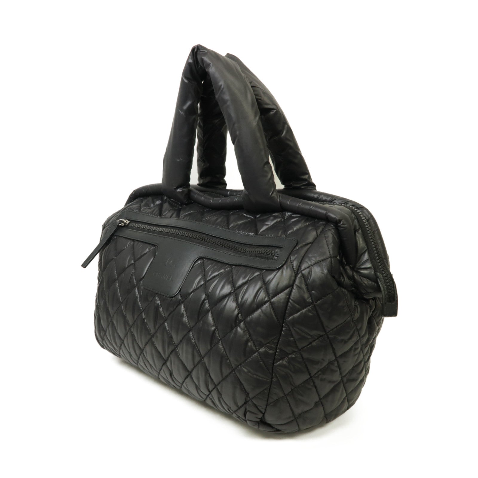 CHANEL 尼龍Coco Cocoon銀扣肩背袋黒色