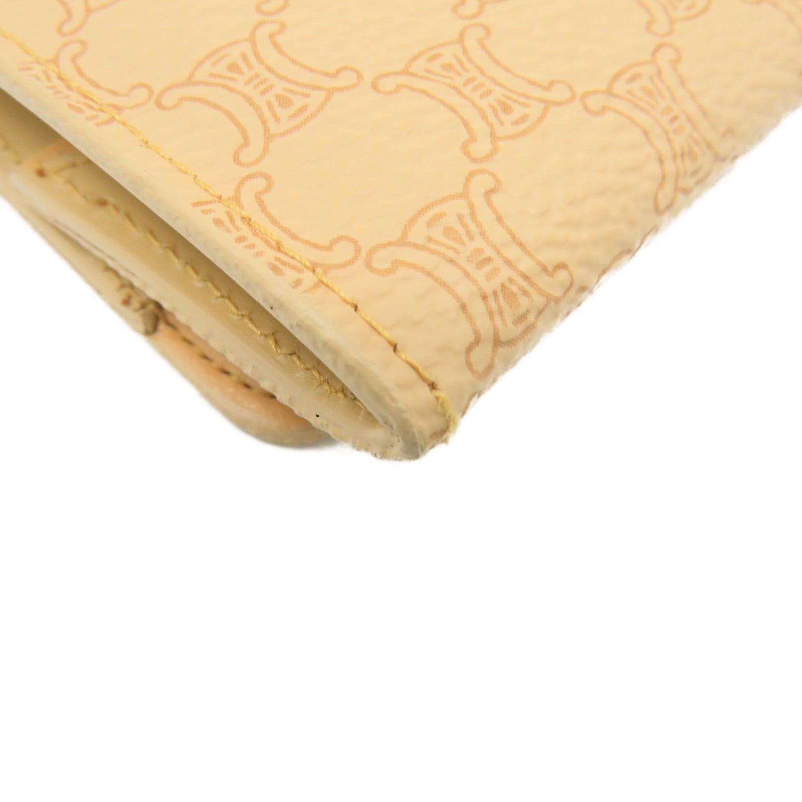 CELINE Coated Canvas Triomphe Coin Case Coin Purse Beige