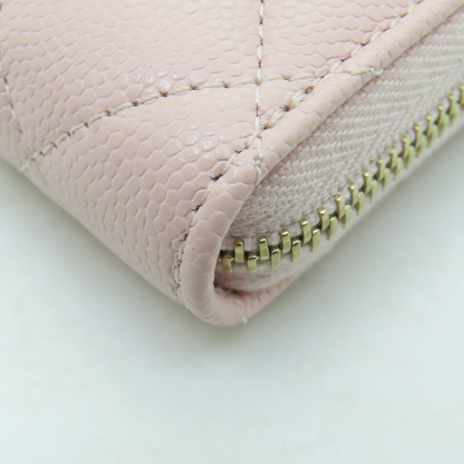 CHANEL 菱格Caviar皮革Card Case金扣卡片套粉紅色