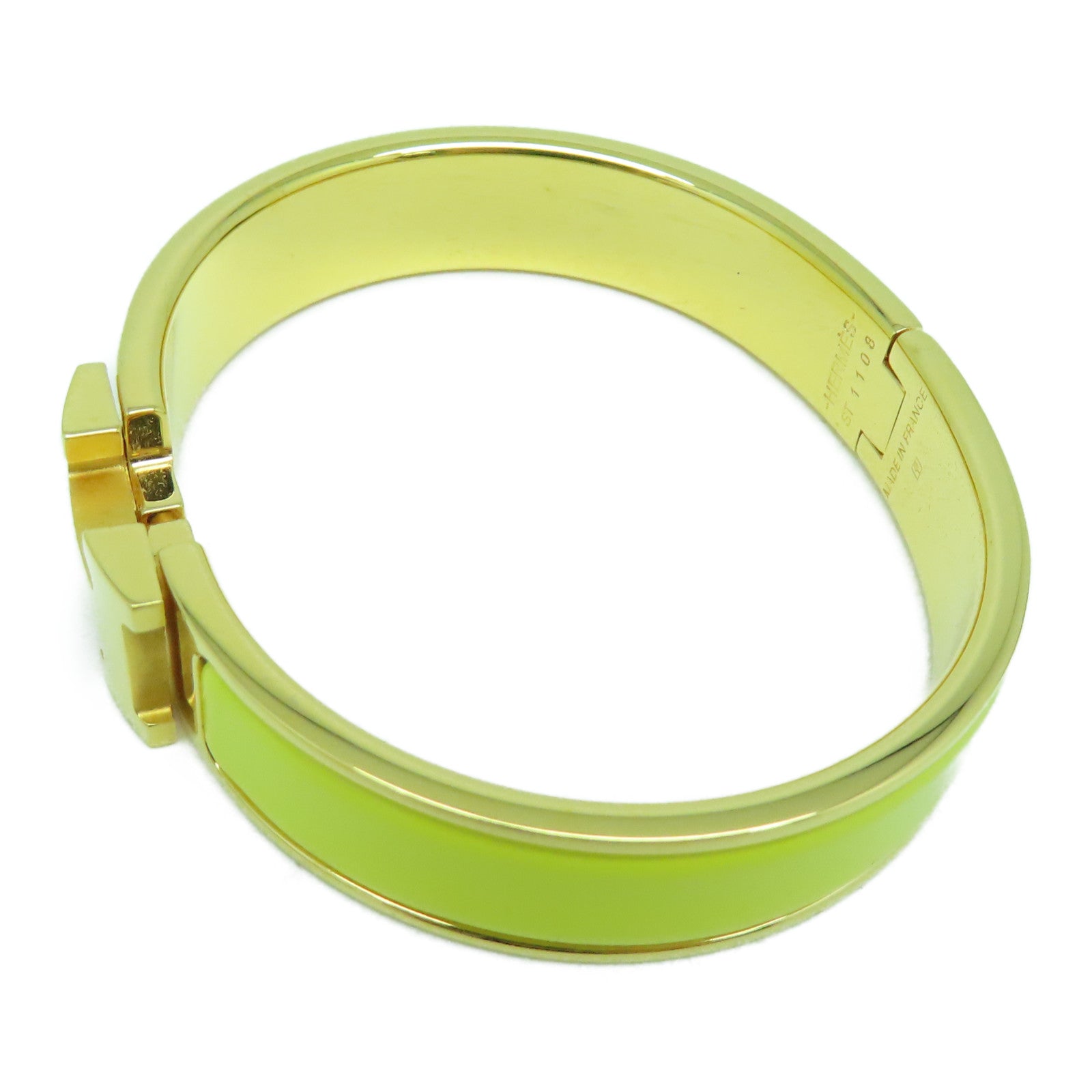 HERMES 金屬H Bangle金扣手鐲黃色