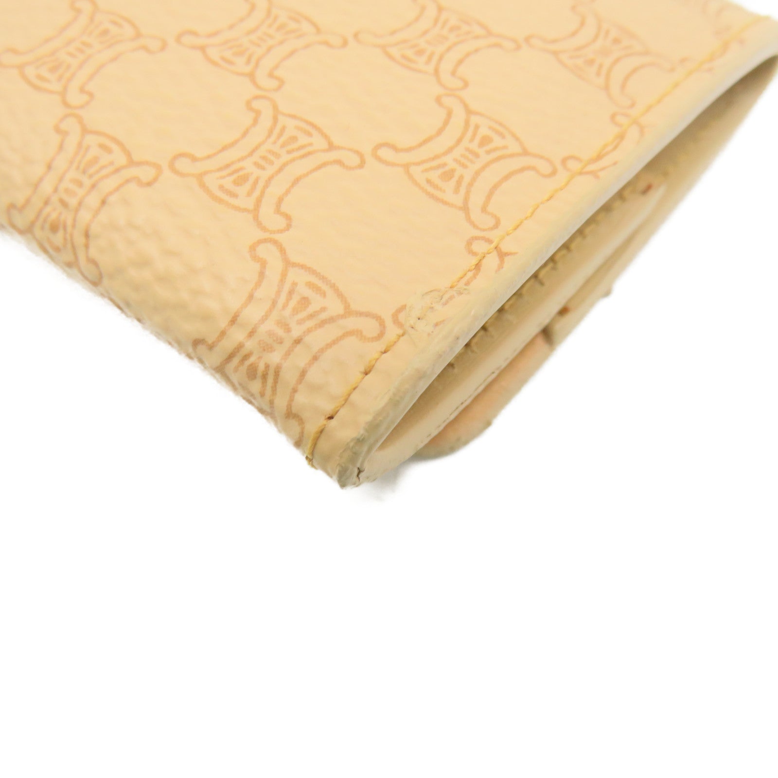 CELINE Coated Canvas Triomphe Coin Case Coin Purse Beige