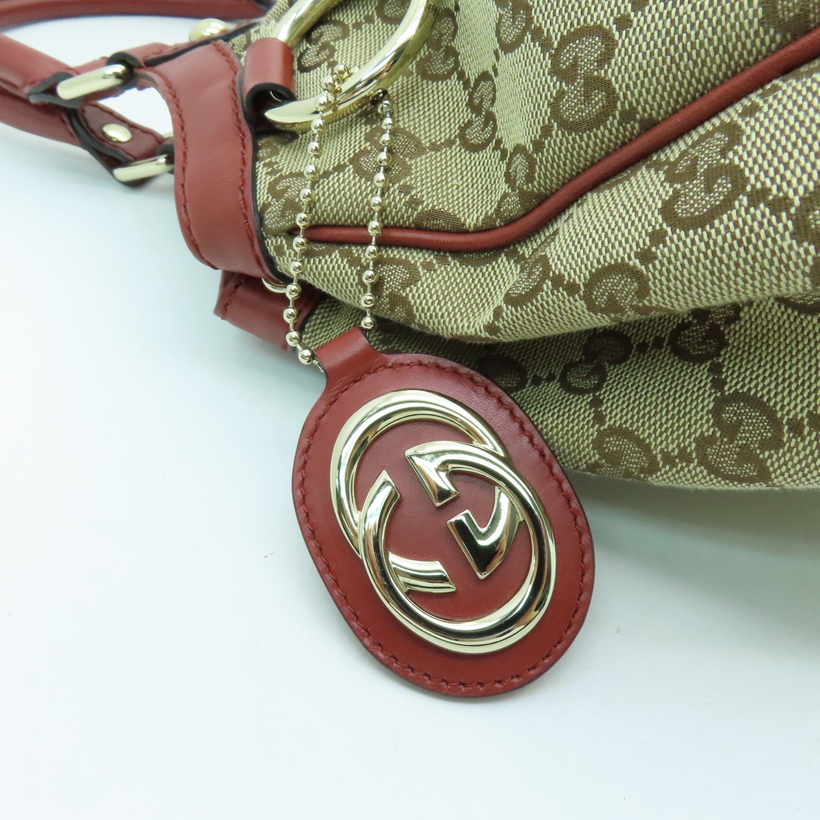 GUCCI PVC Hand Bag金扣手挽袋啡色