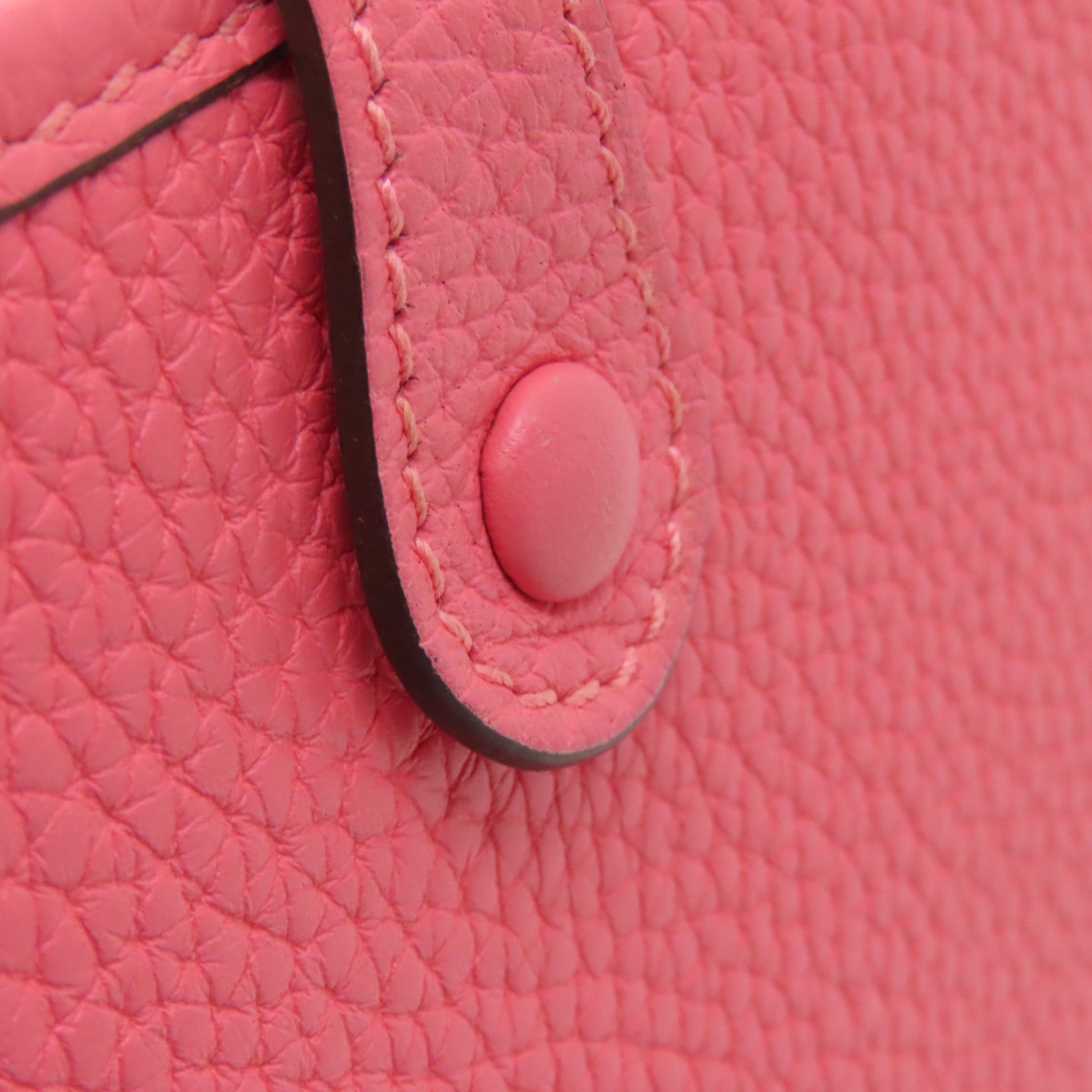 HERMES Clemence皮革Evelyne TPM銀扣肩背袋Rose Azalee杜鵑粉色
