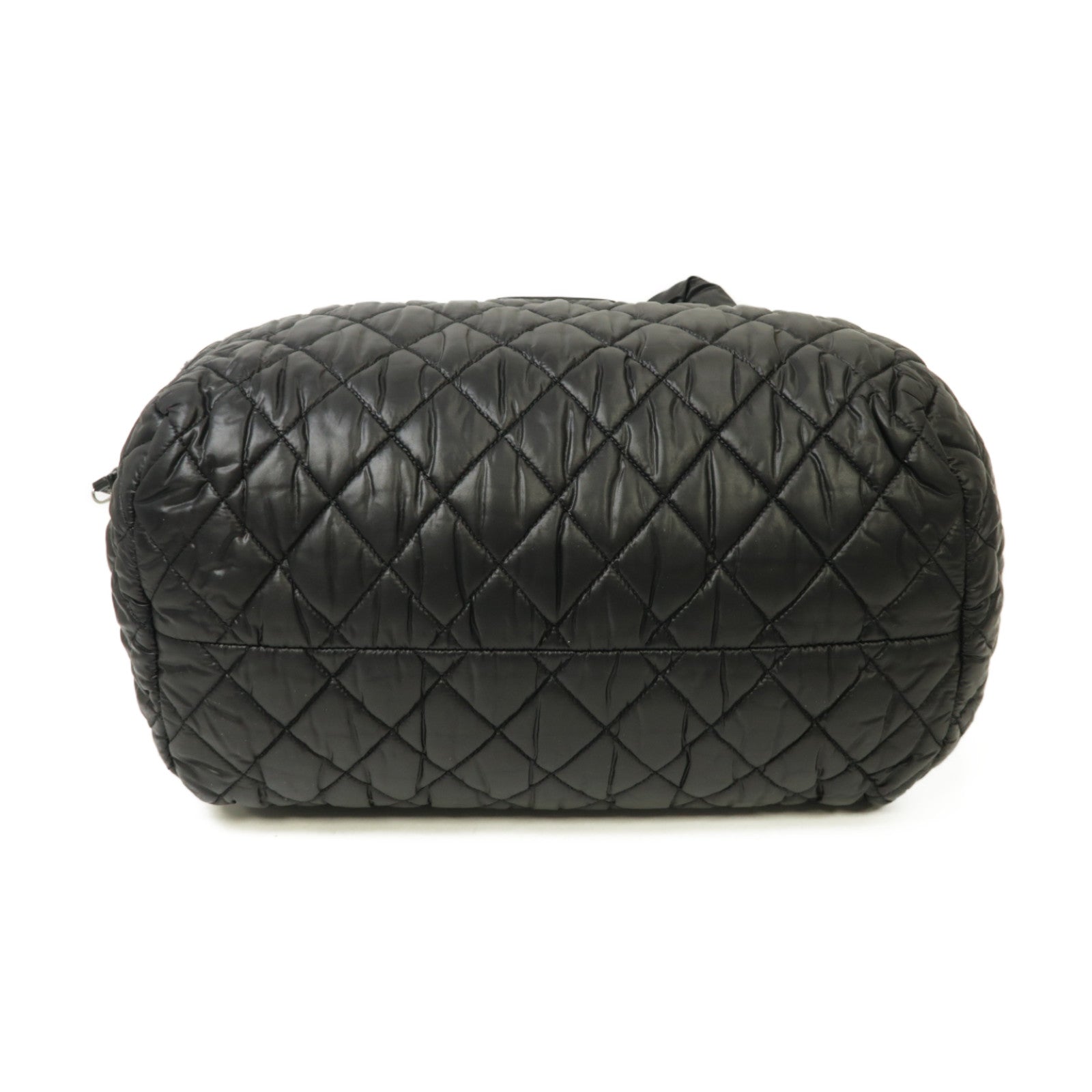 CHANEL 尼龍Coco Cocoon銀扣肩背袋黒色