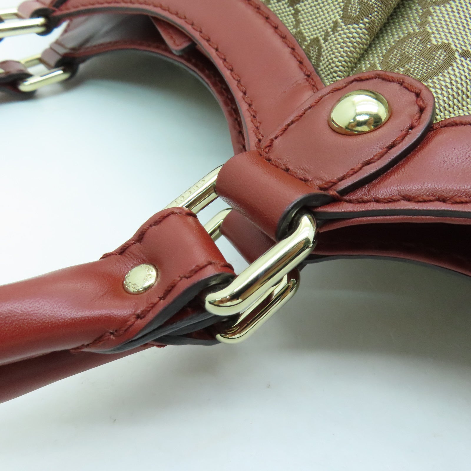 GUCCI PVC Hand Bag金扣手挽袋啡色