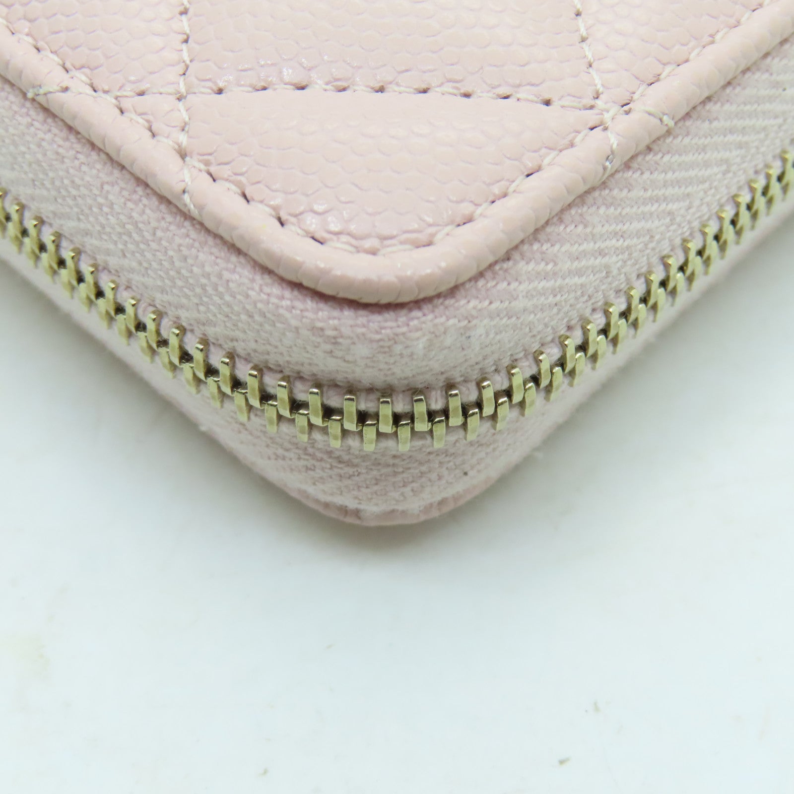 CHANEL 菱格Caviar皮革Card Case金扣卡片套粉紅色