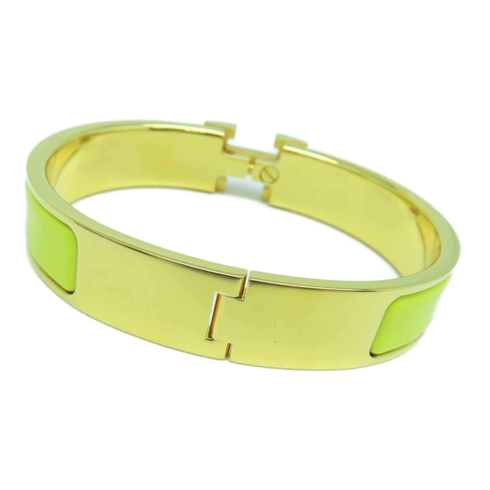 HERMES 金屬H Bangle金扣手鐲黃色