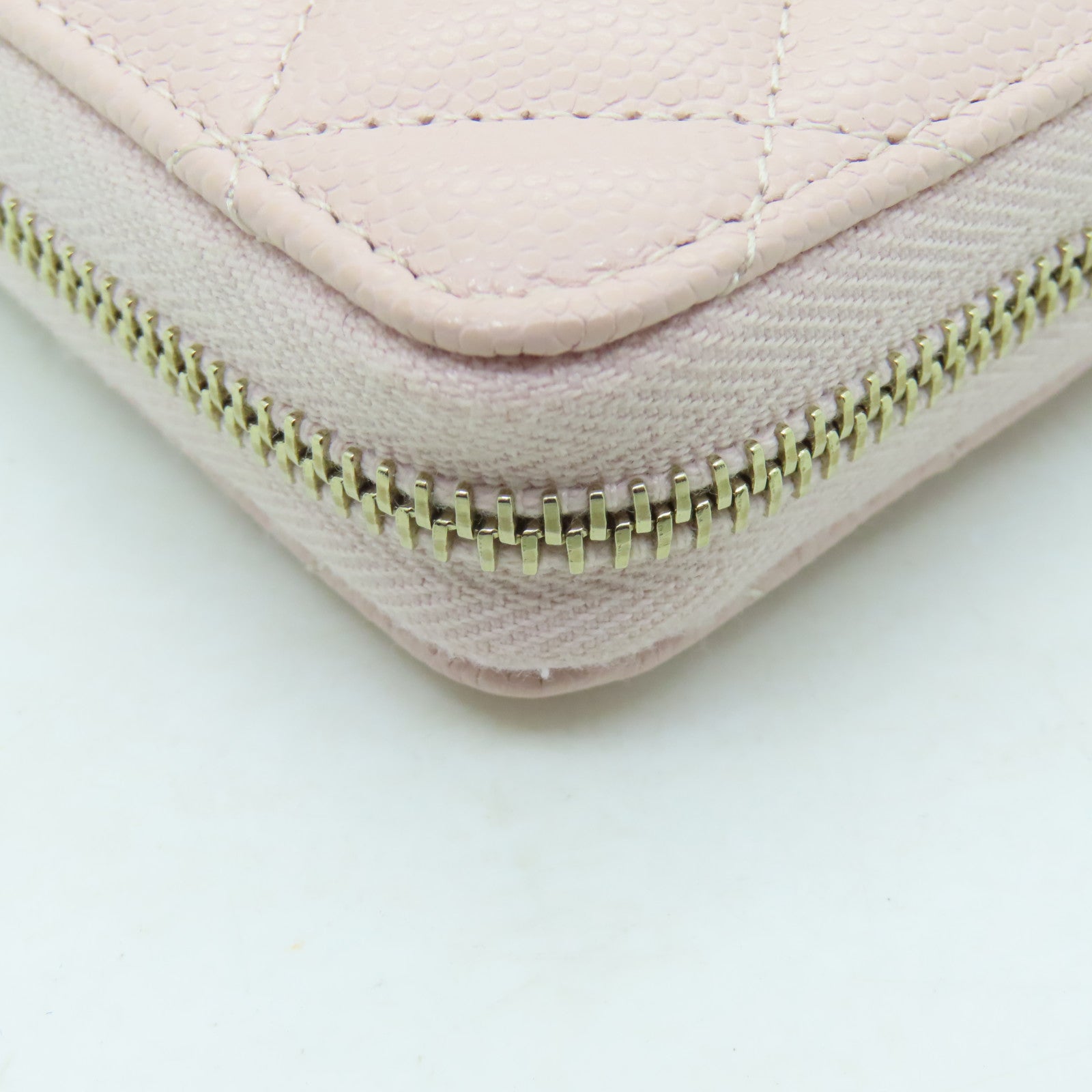 CHANEL 菱格Caviar皮革Card Case金扣卡片套粉紅色
