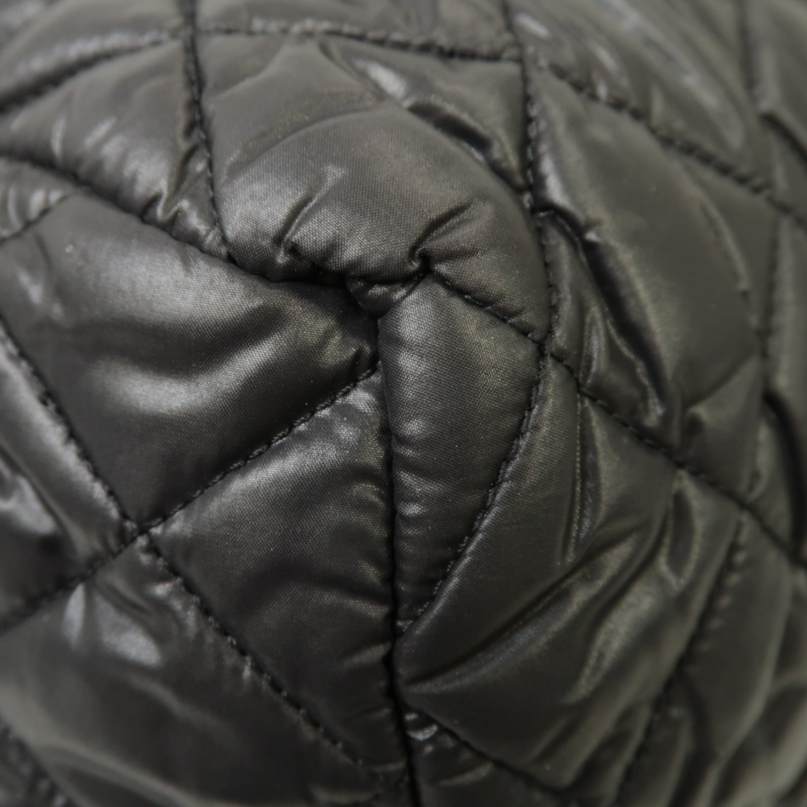 CHANEL 尼龍Coco Cocoon銀扣肩背袋黒色