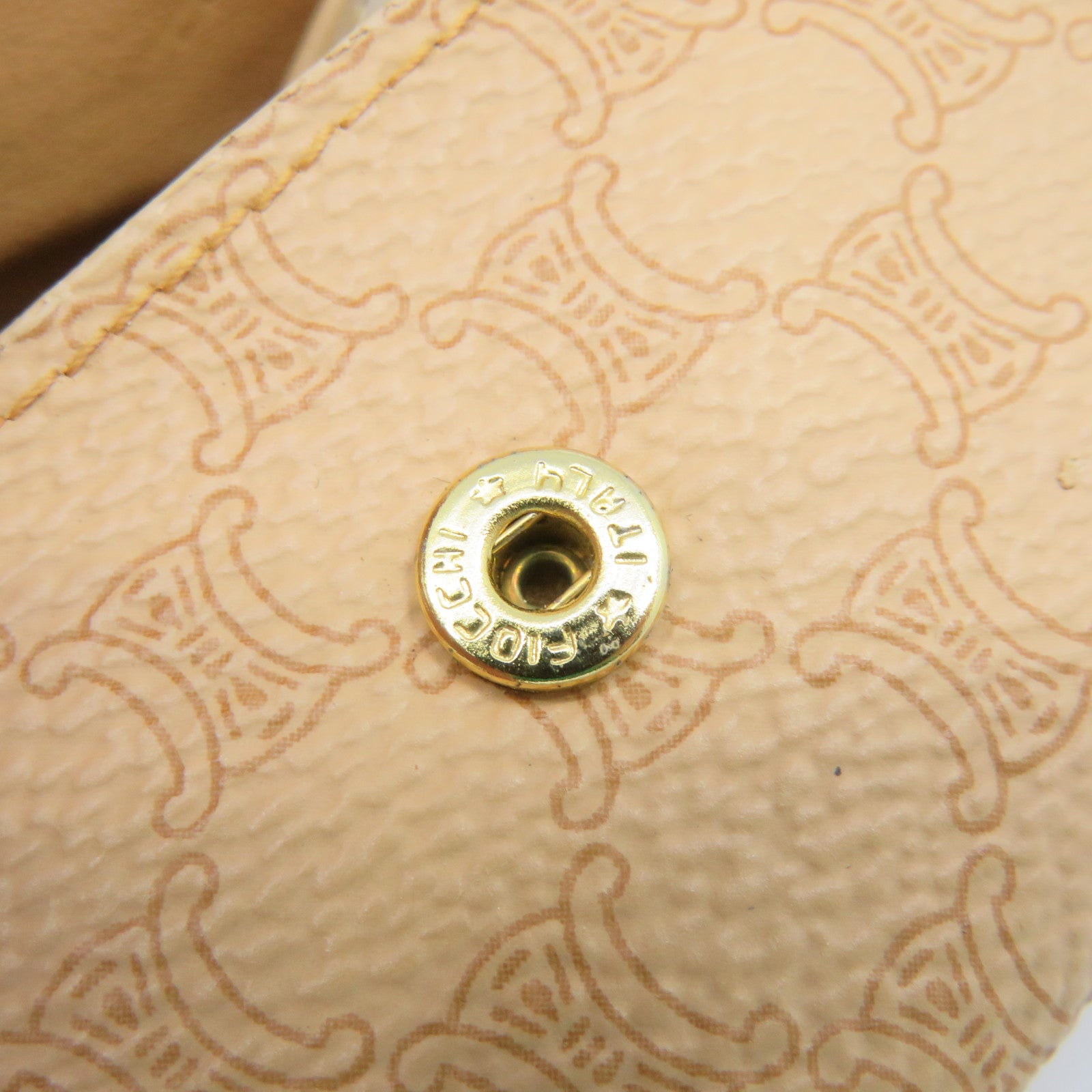 CELINE Coated Canvas Triomphe Coin Case Coin Purse Beige