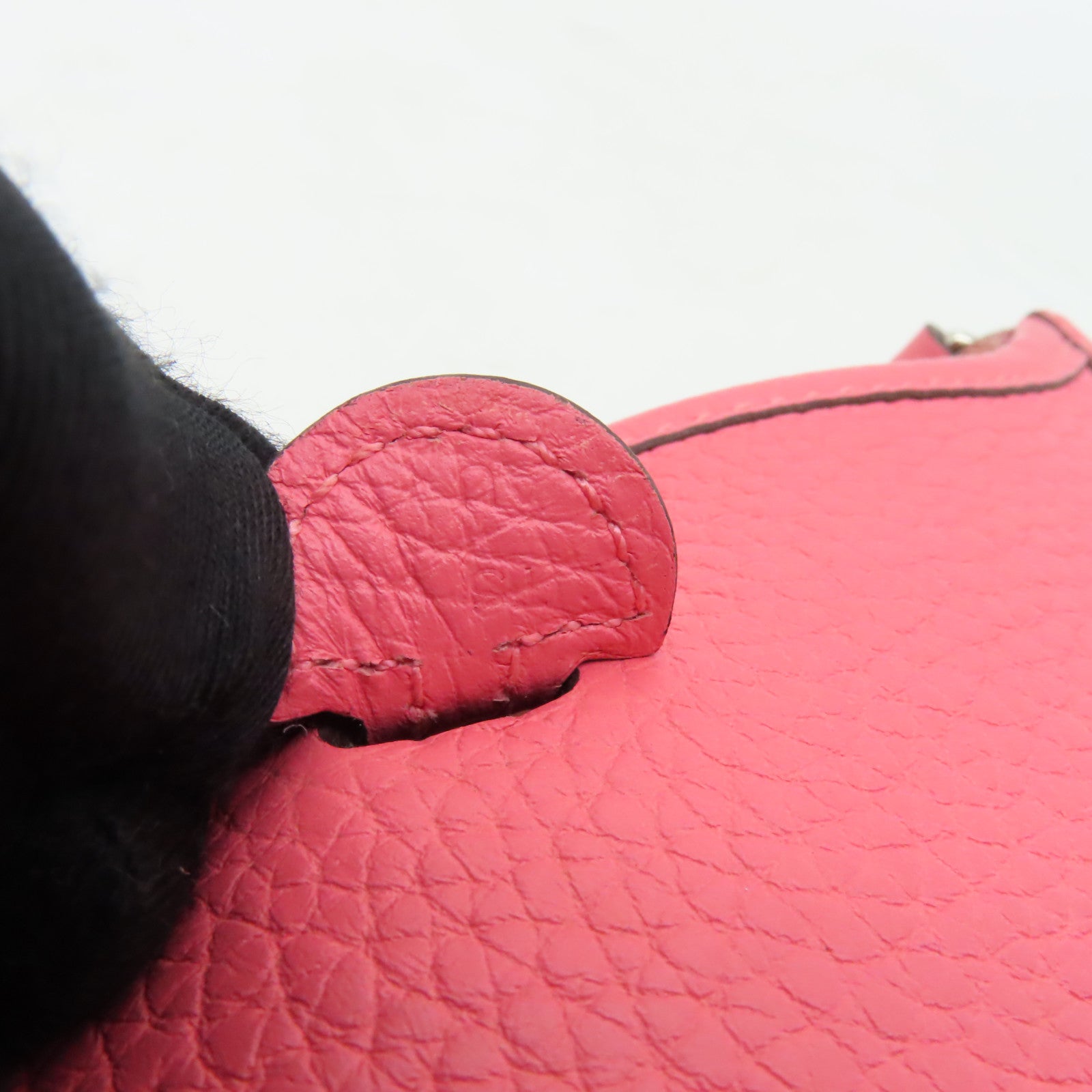 HERMES Clemence皮革Evelyne TPM銀扣肩背袋Rose Azalee杜鵑粉色