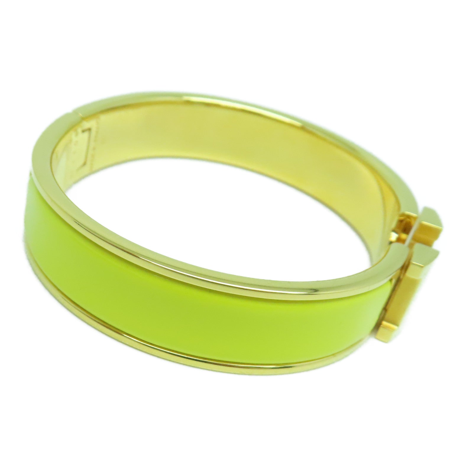 HERMES 金屬H Bangle金扣手鐲黃色