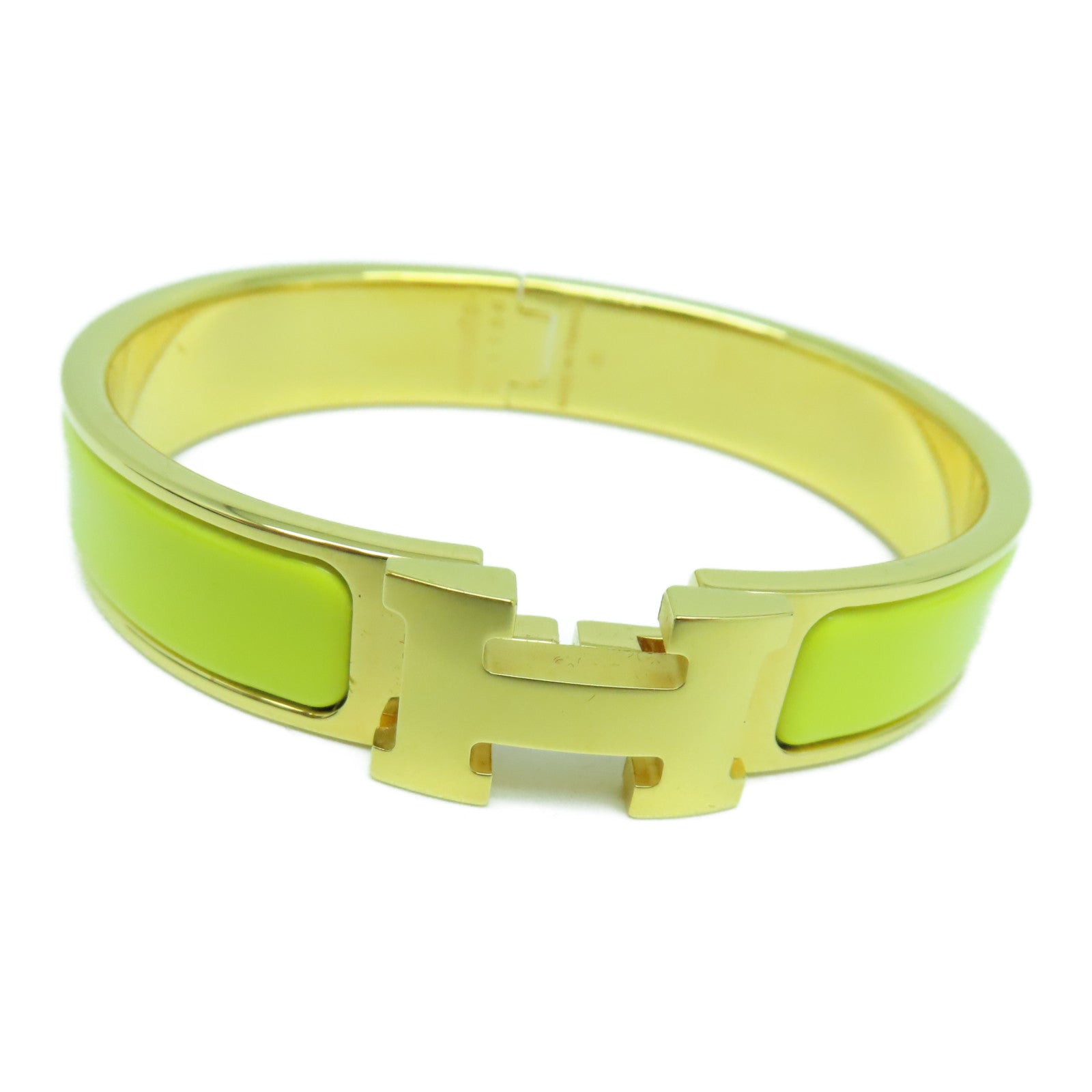 HERMES 金屬H Bangle金扣手鐲黃色