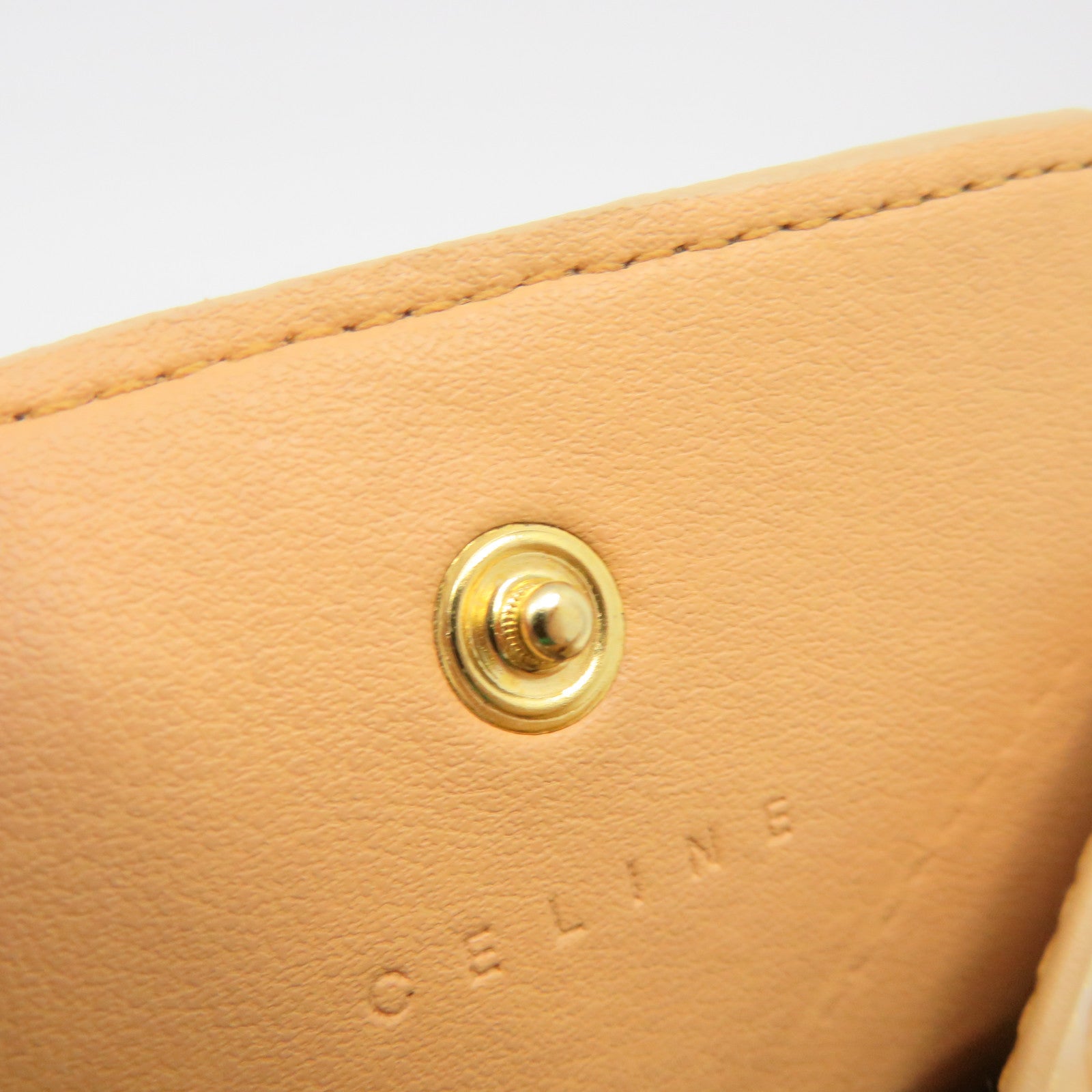 CELINE Coated Canvas Triomphe Coin Case Coin Purse Beige