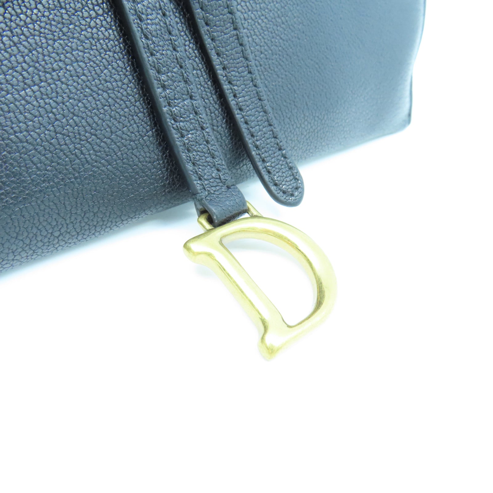 Dior Leather Saddle WOC Gold Buckle Chain Shoulder Bag Black