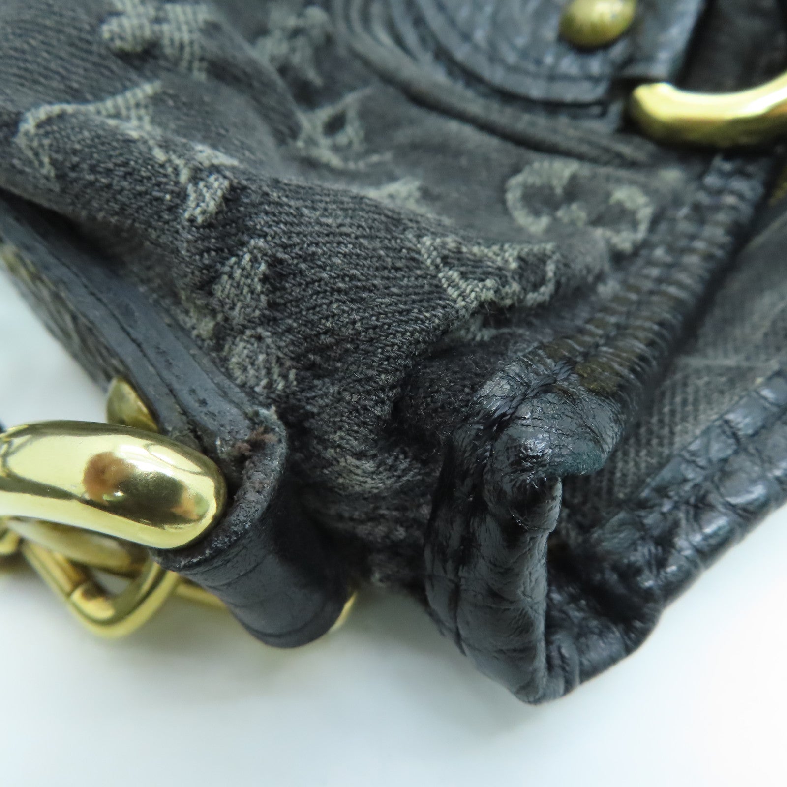 LOUIS VUITTON 【激減優惠】Monogram Denim Neo Cabby MM金扣手挽肩背兩用袋黑色
