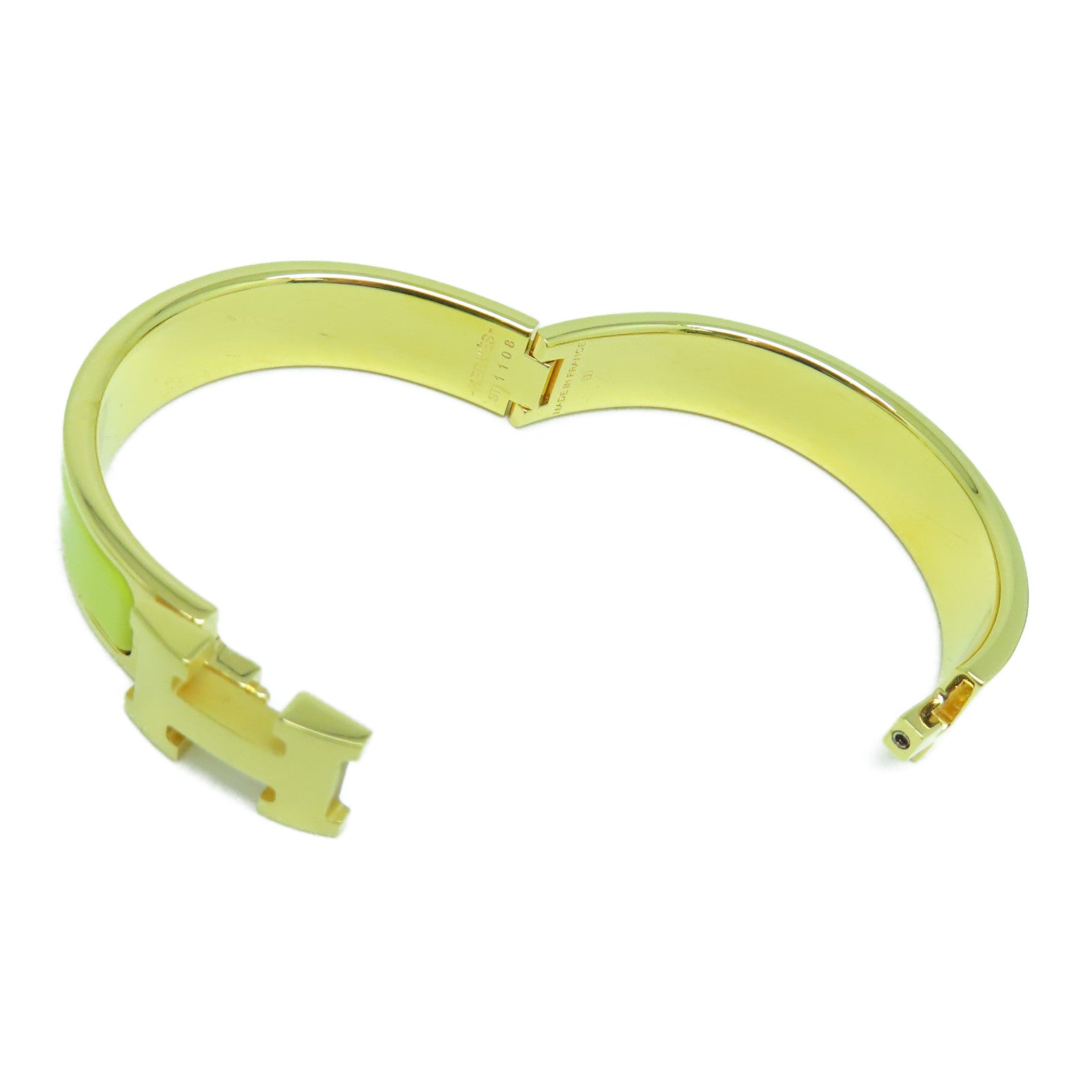 HERMES 金屬H Bangle金扣手鐲黃色