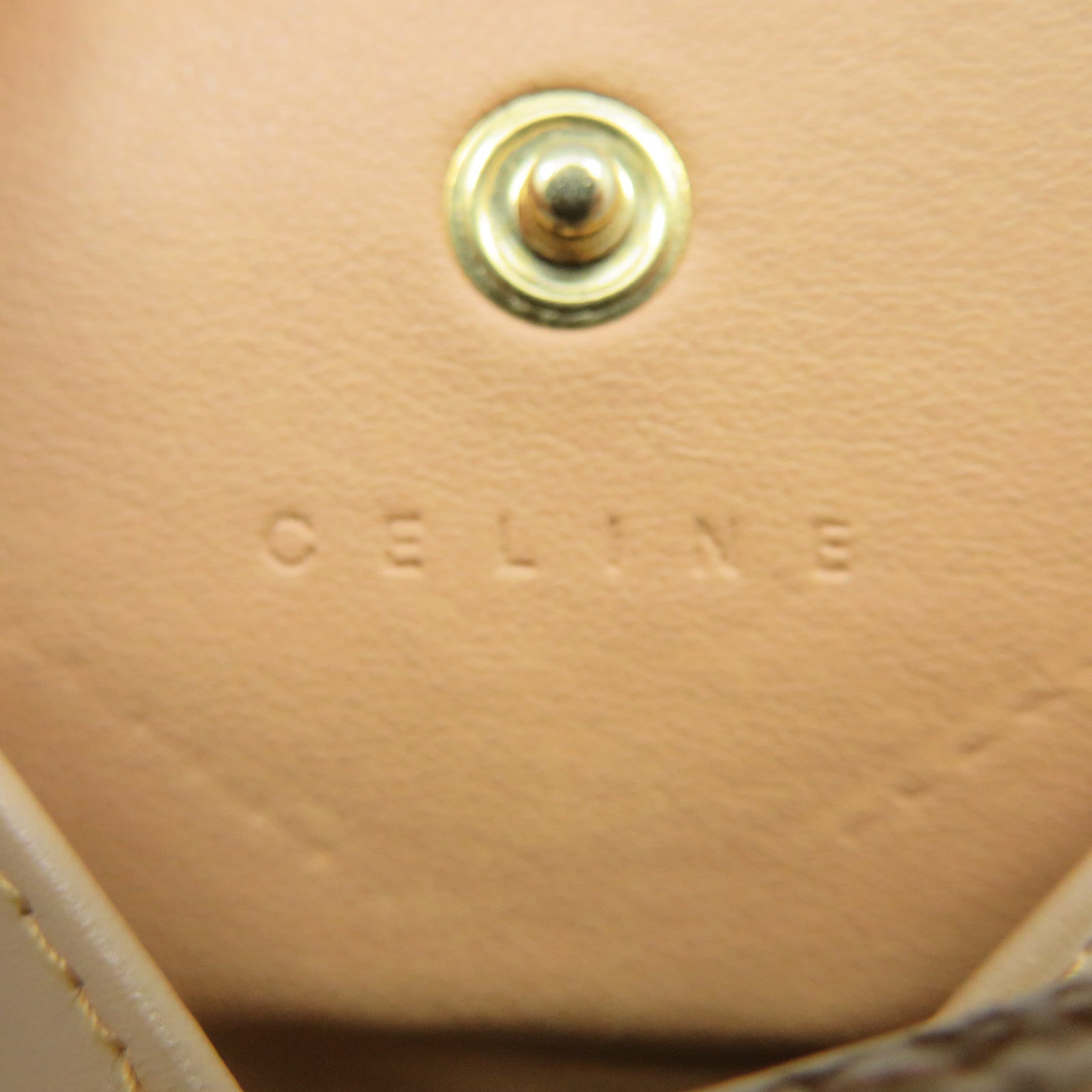 CELINE Coated Canvas Triomphe Coin Case Coin Purse Beige