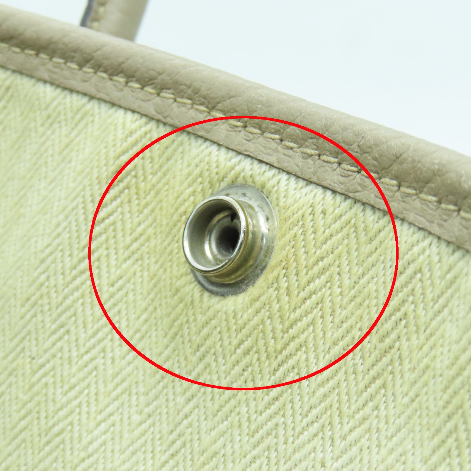 HERMES Clemence皮革Garden Party TPM銀扣手挽袋米色