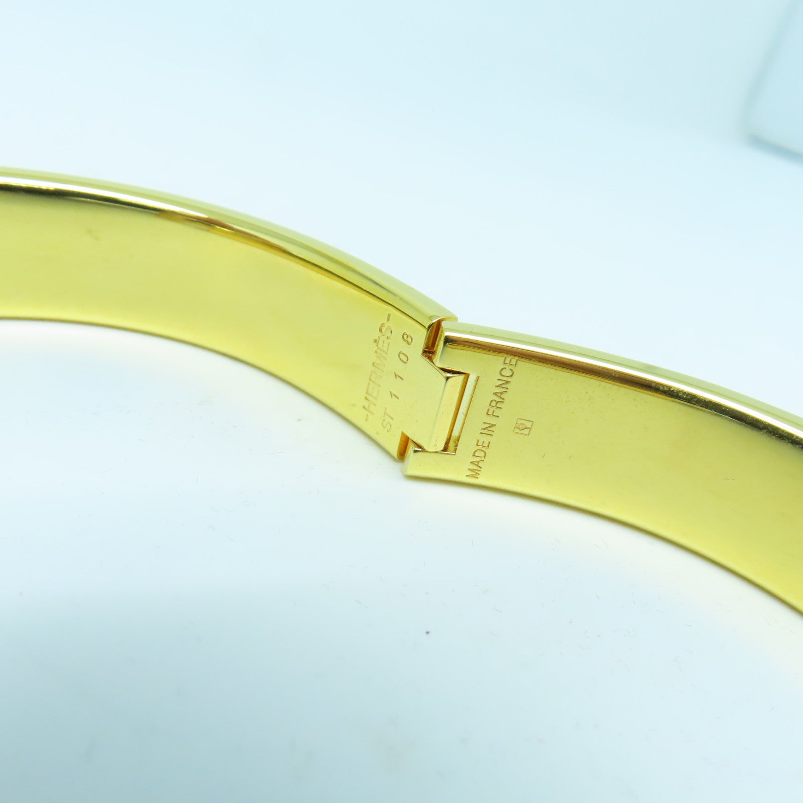 HERMES 金屬H Bangle金扣手鐲黃色