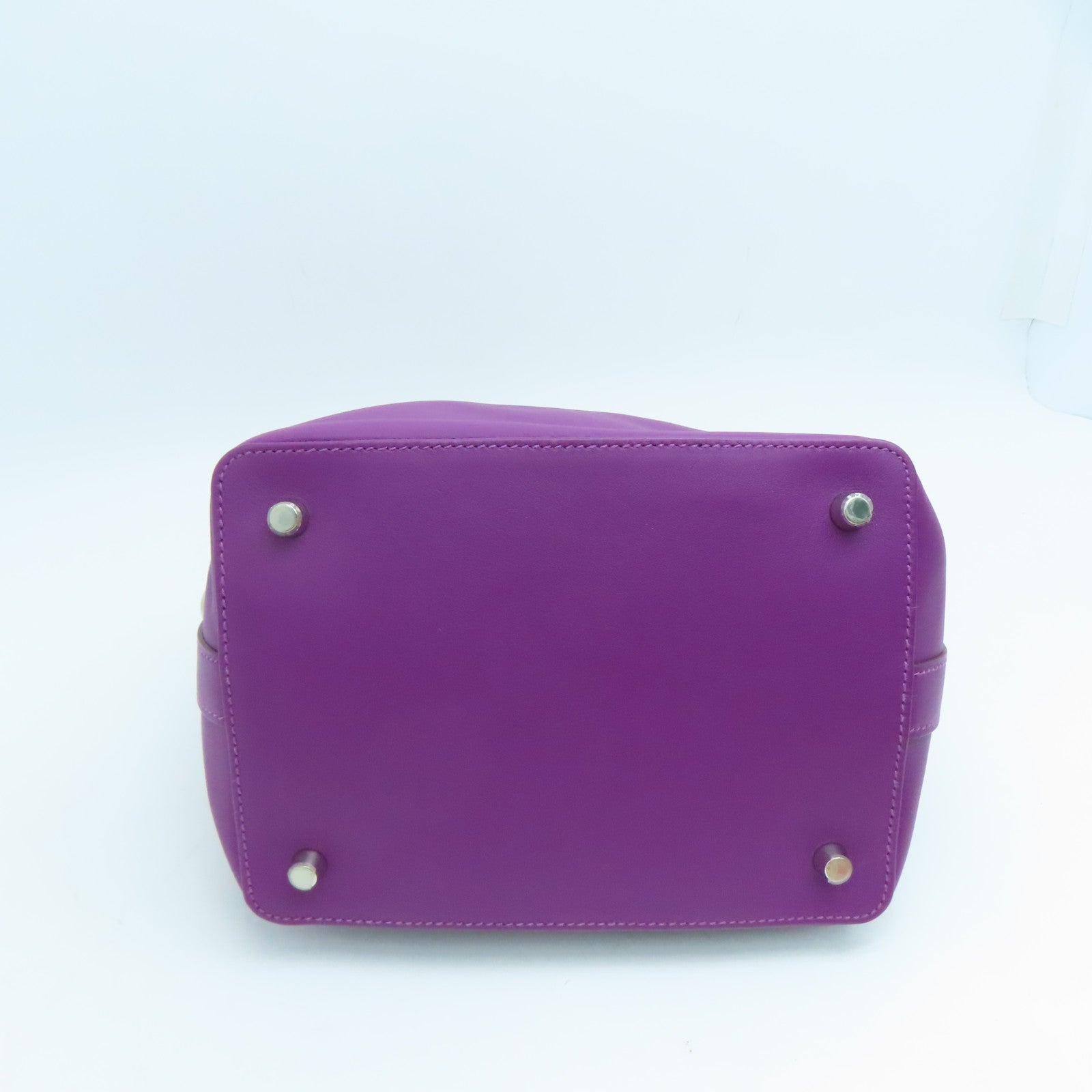 HERMES Swift Leather Toolbox 20 Silver Buckle Handle Shoulder Bag Sea Anemone Purple