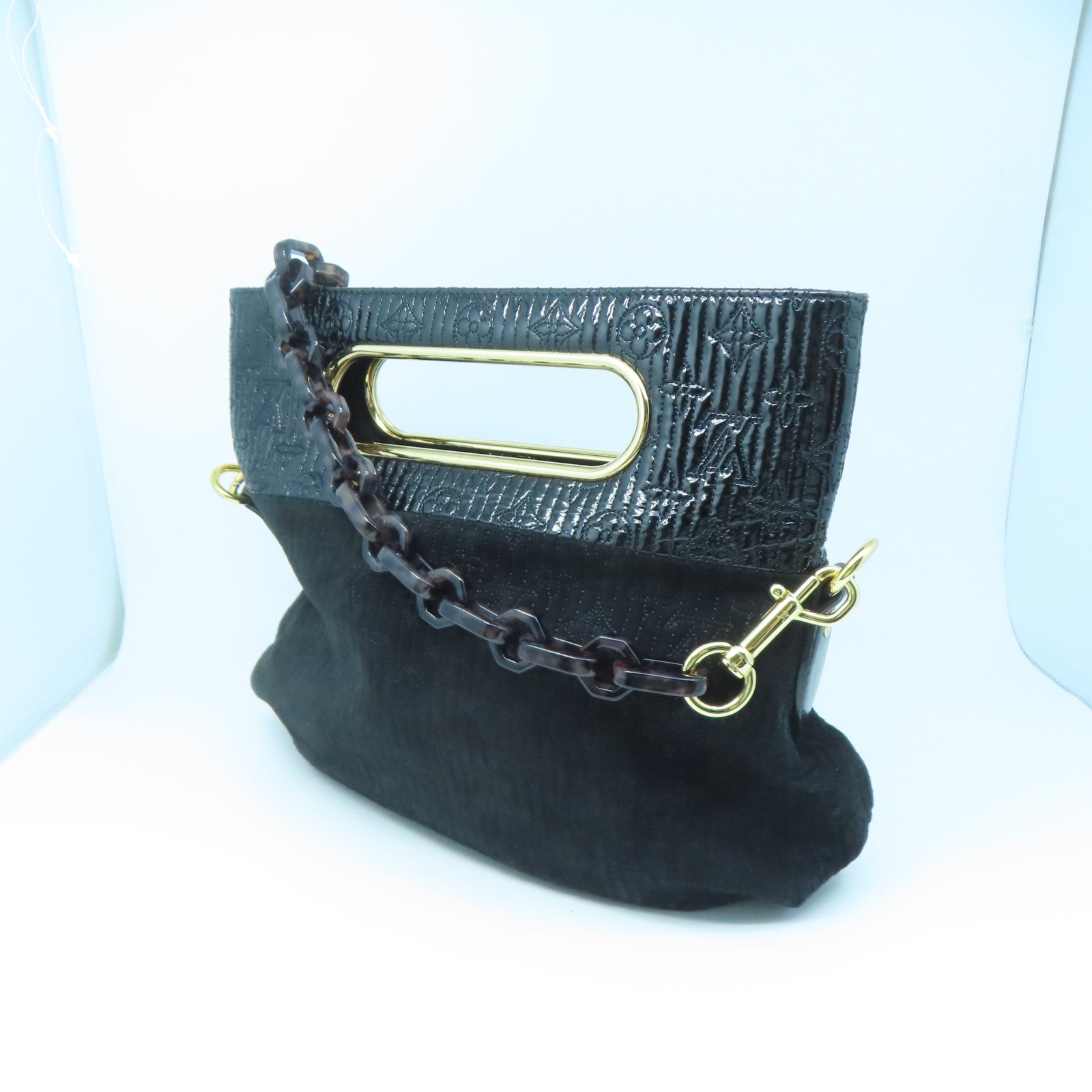 LOUIS VUITTON Monogram Motard Before Dark Chain Gold Buckle Chain Belt Handle Bag Black