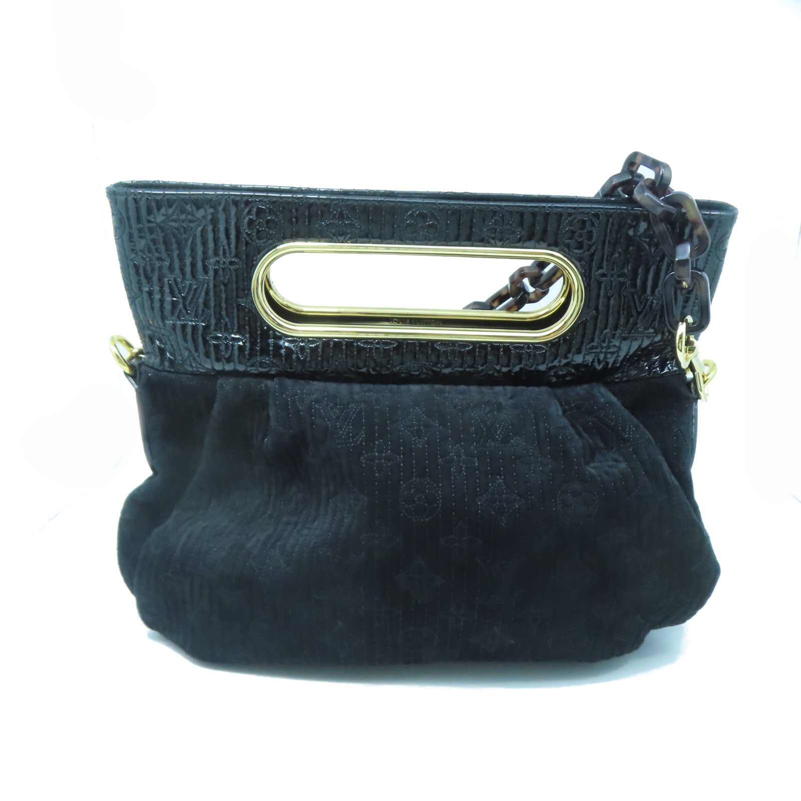 LOUIS VUITTON Monogram Motard Before Dark Chain Gold Buckle Chain Belt Handle Bag Black