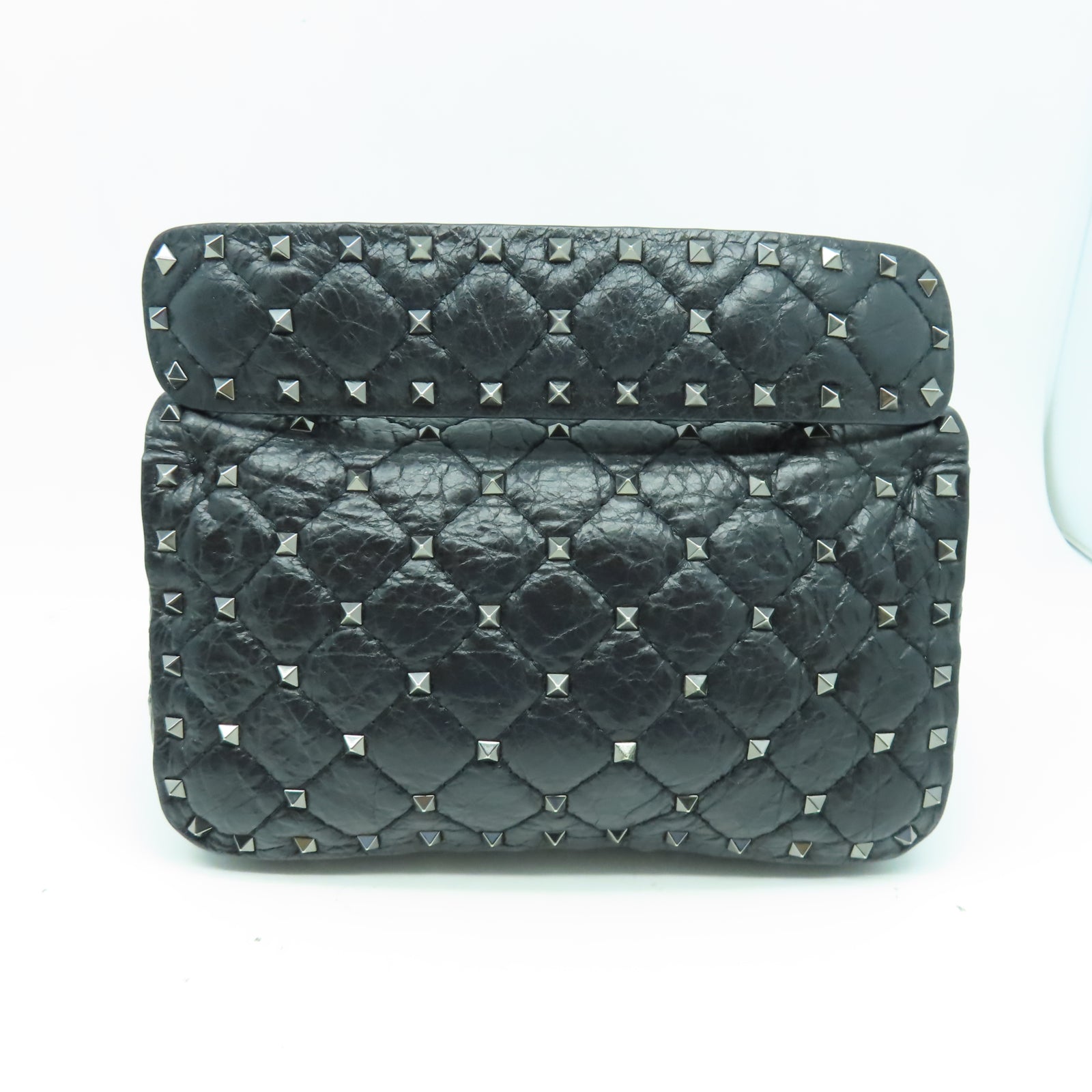 Valentino 牛皮皮革Shoulder Bag銀扣鏈帶肩背袋黑色