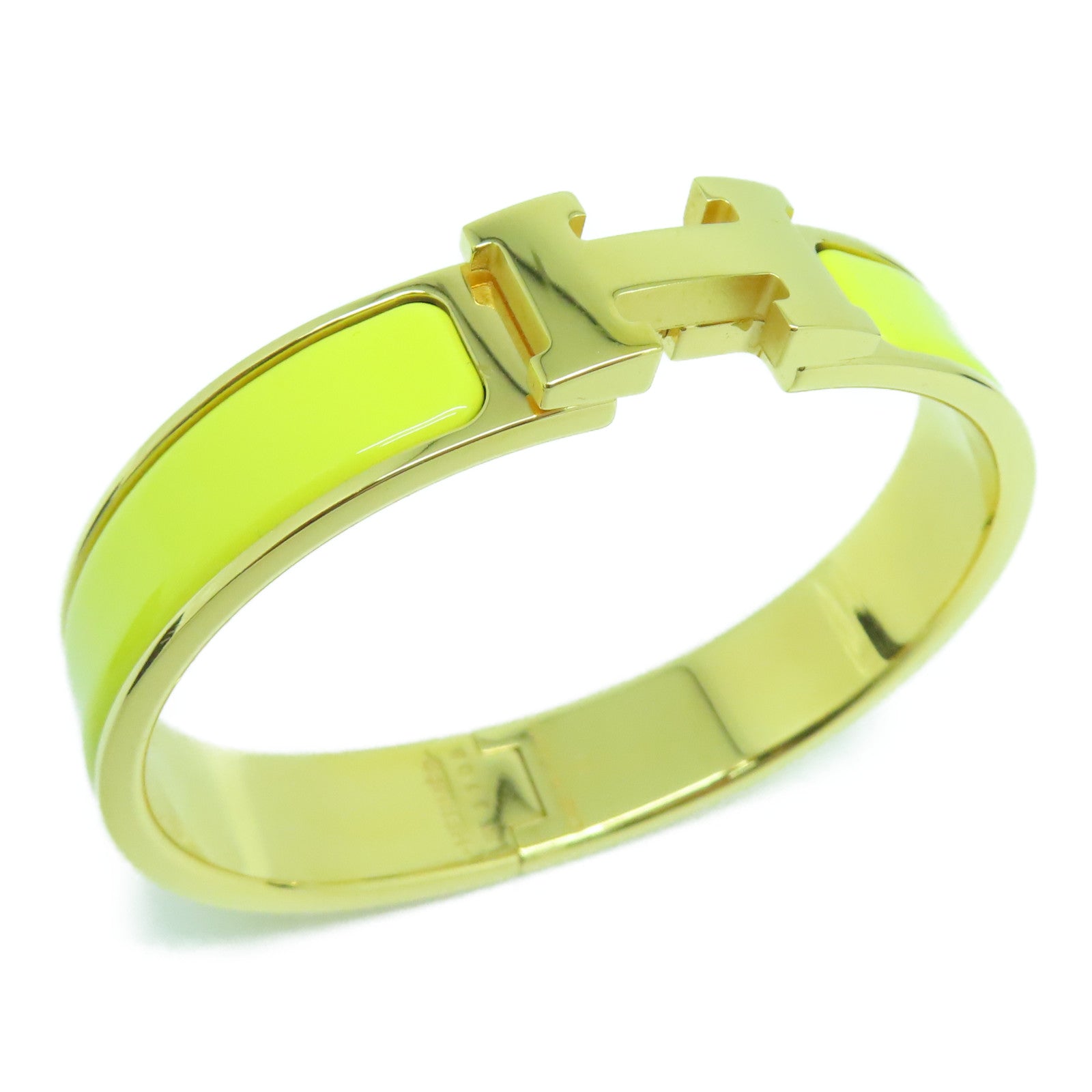 HERMES 金屬H Bangle金扣手鐲黃色