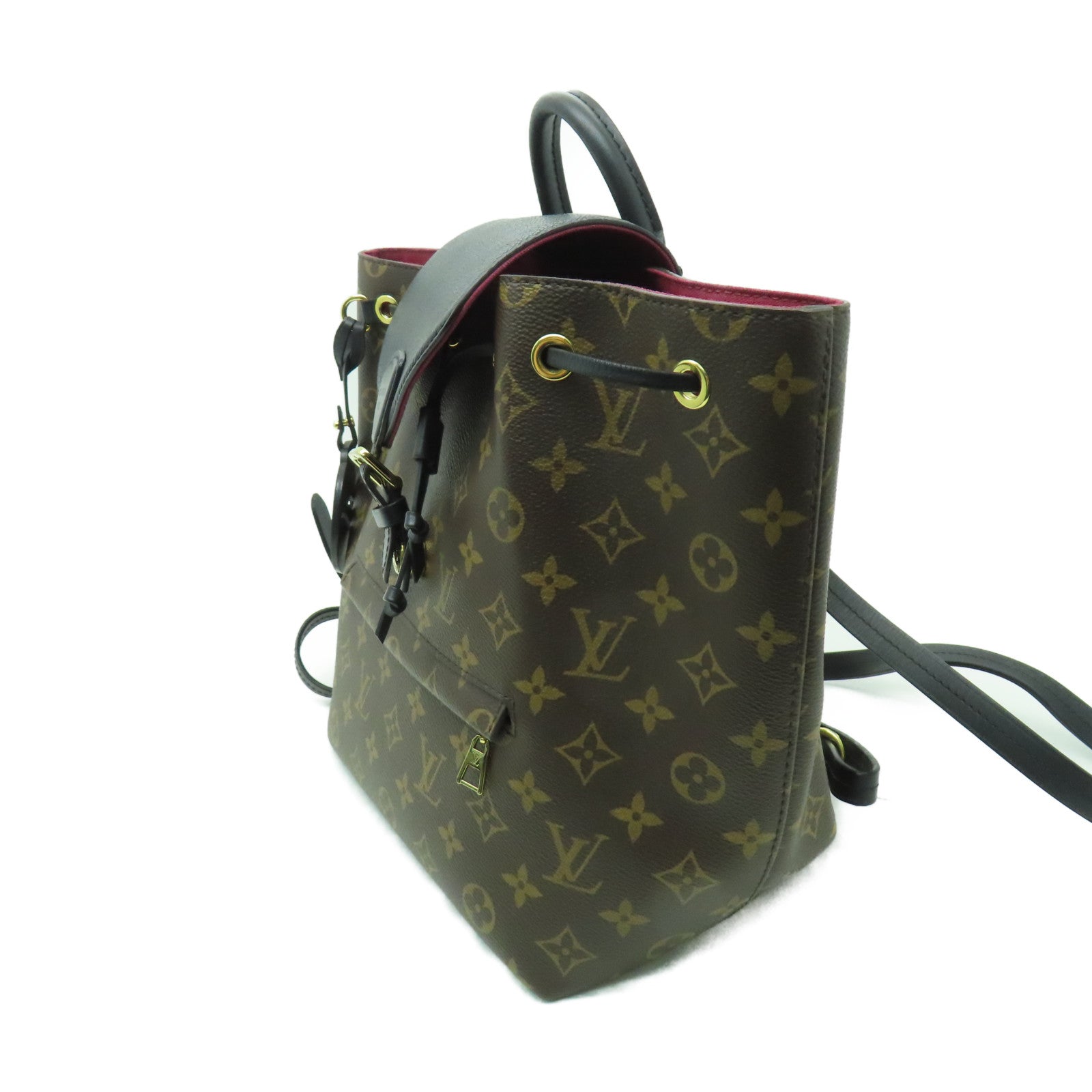 LOUIS VUITTON Monogram Montsouris PM金扣背包啡色/黑色