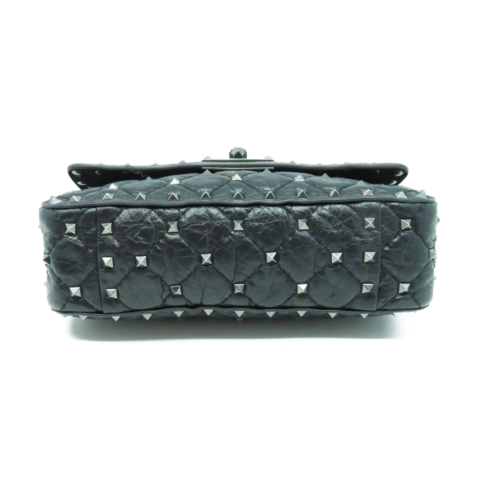 Valentino 牛皮皮革Shoulder Bag銀扣鏈帶肩背袋黑色