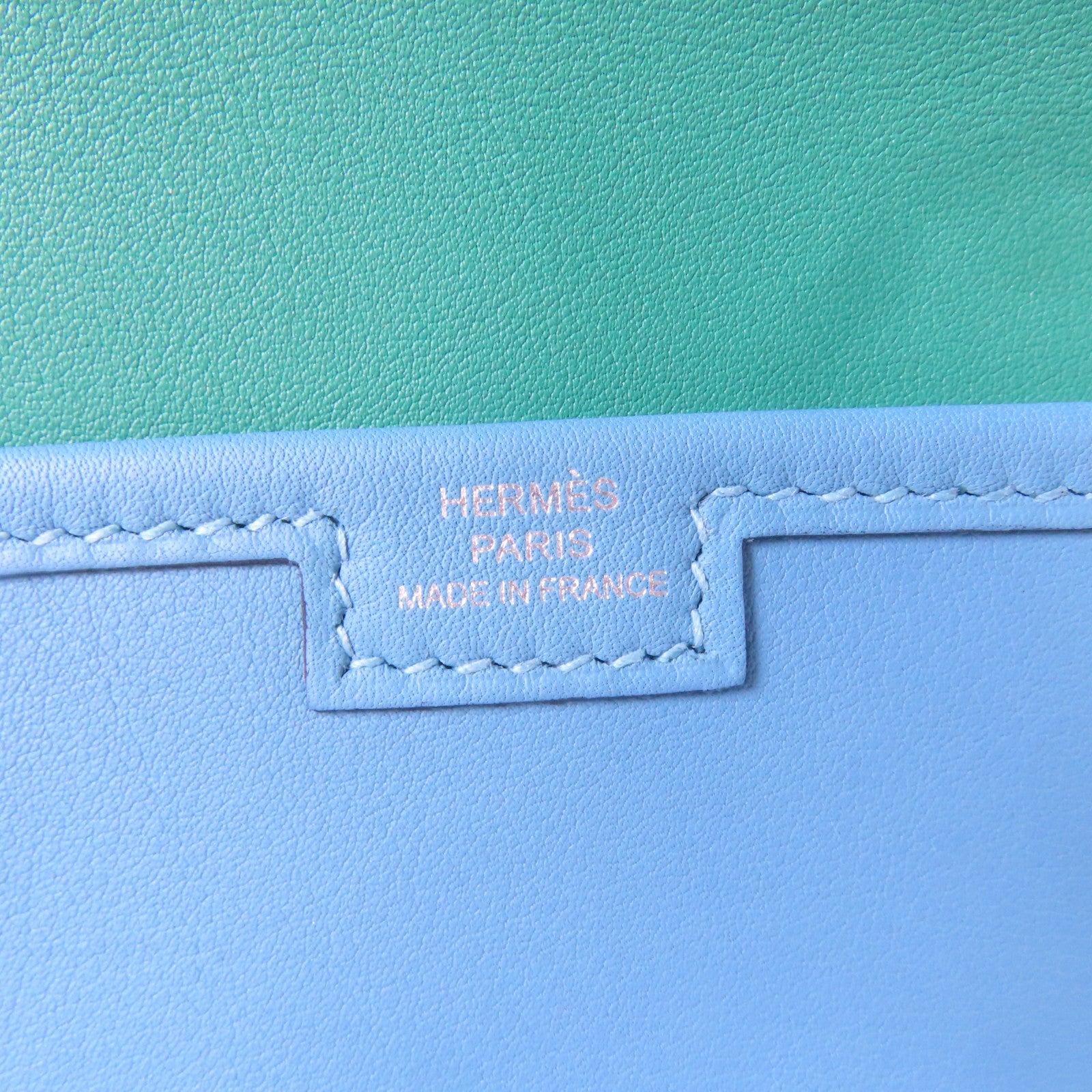 HERMES Veau Swift皮革Jije Elan手拿包北方藍色Bleu Du Nord