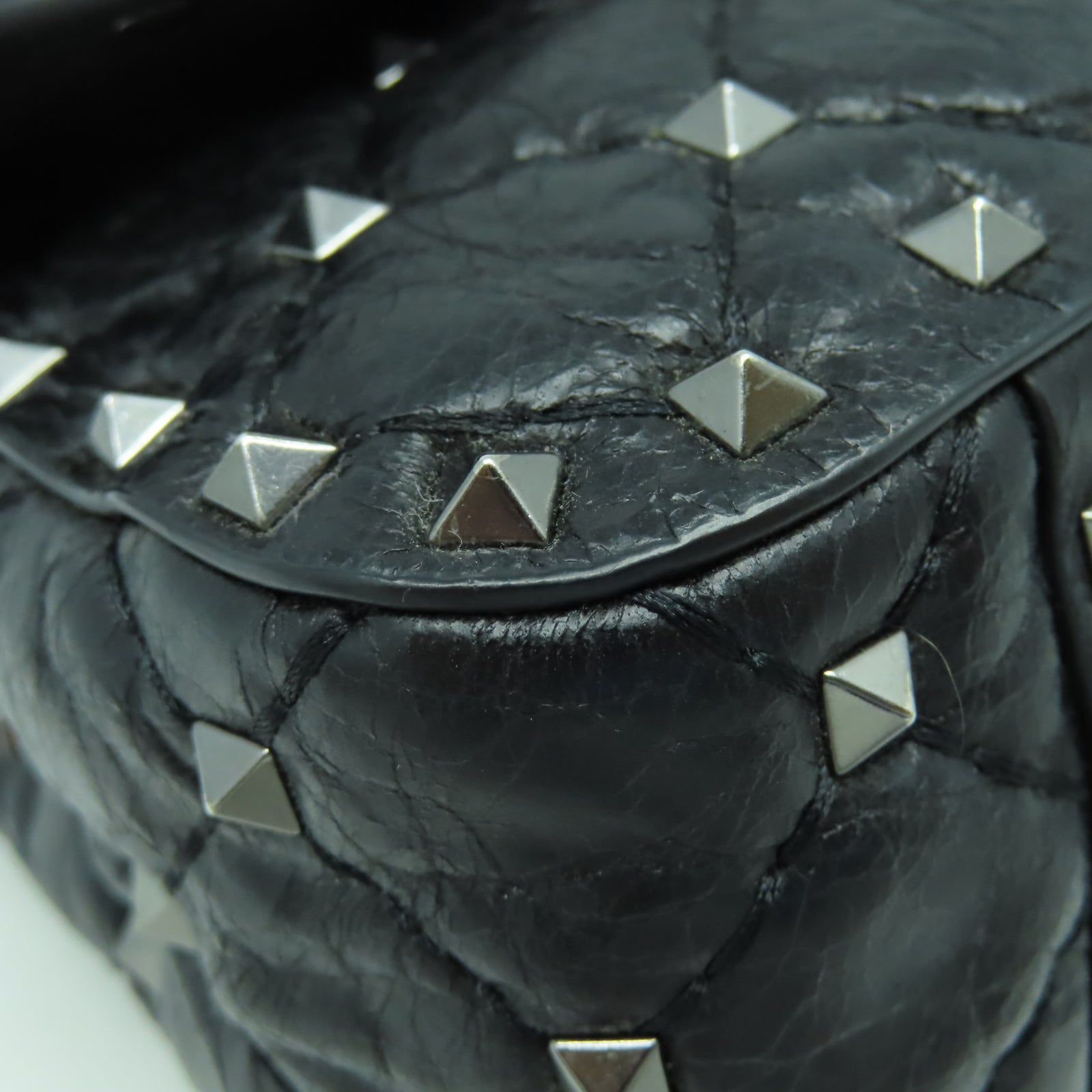 Valentino 牛皮皮革Shoulder Bag銀扣鏈帶肩背袋黑色