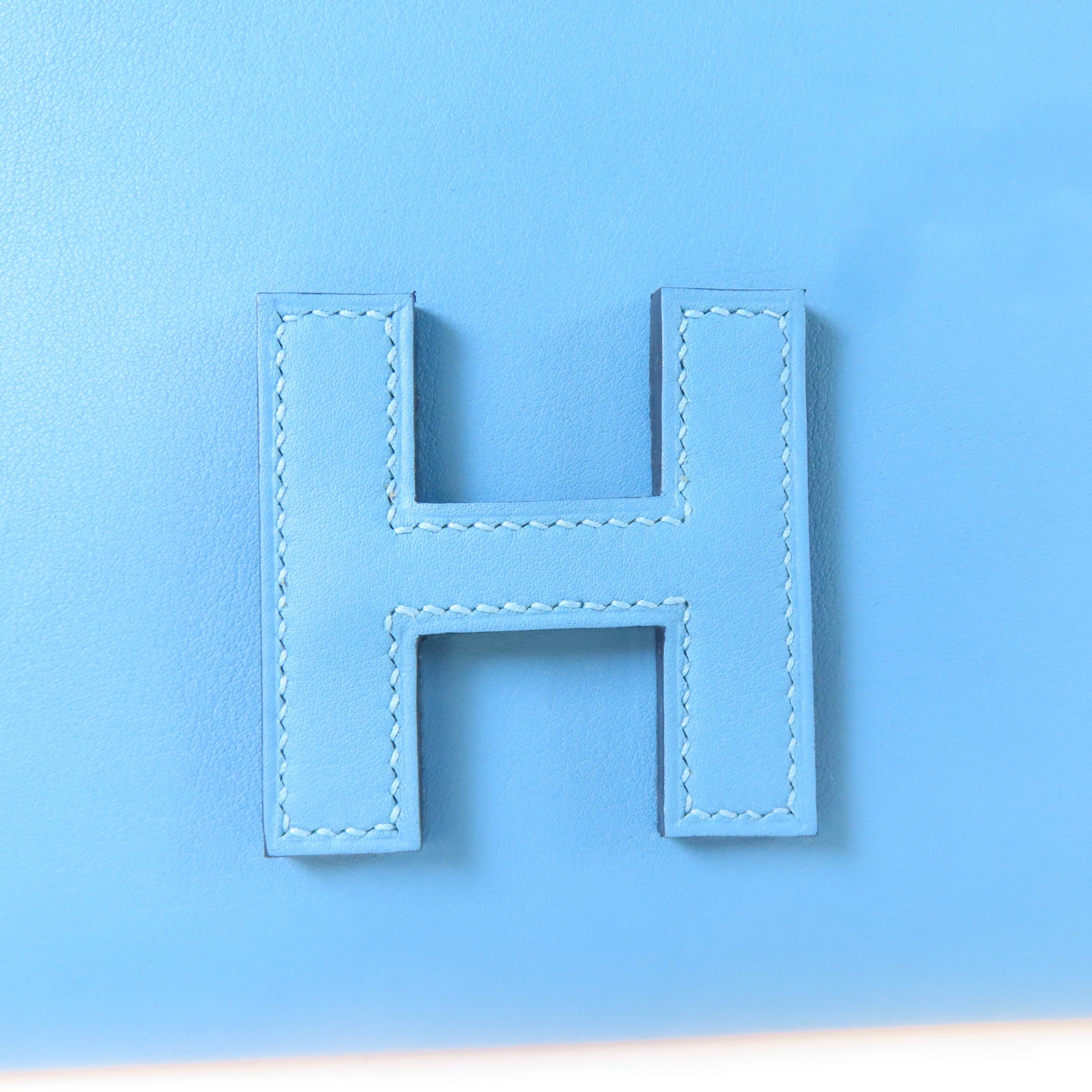 HERMES Veau Swift皮革Jije Elan手拿包北方藍色Bleu Du Nord